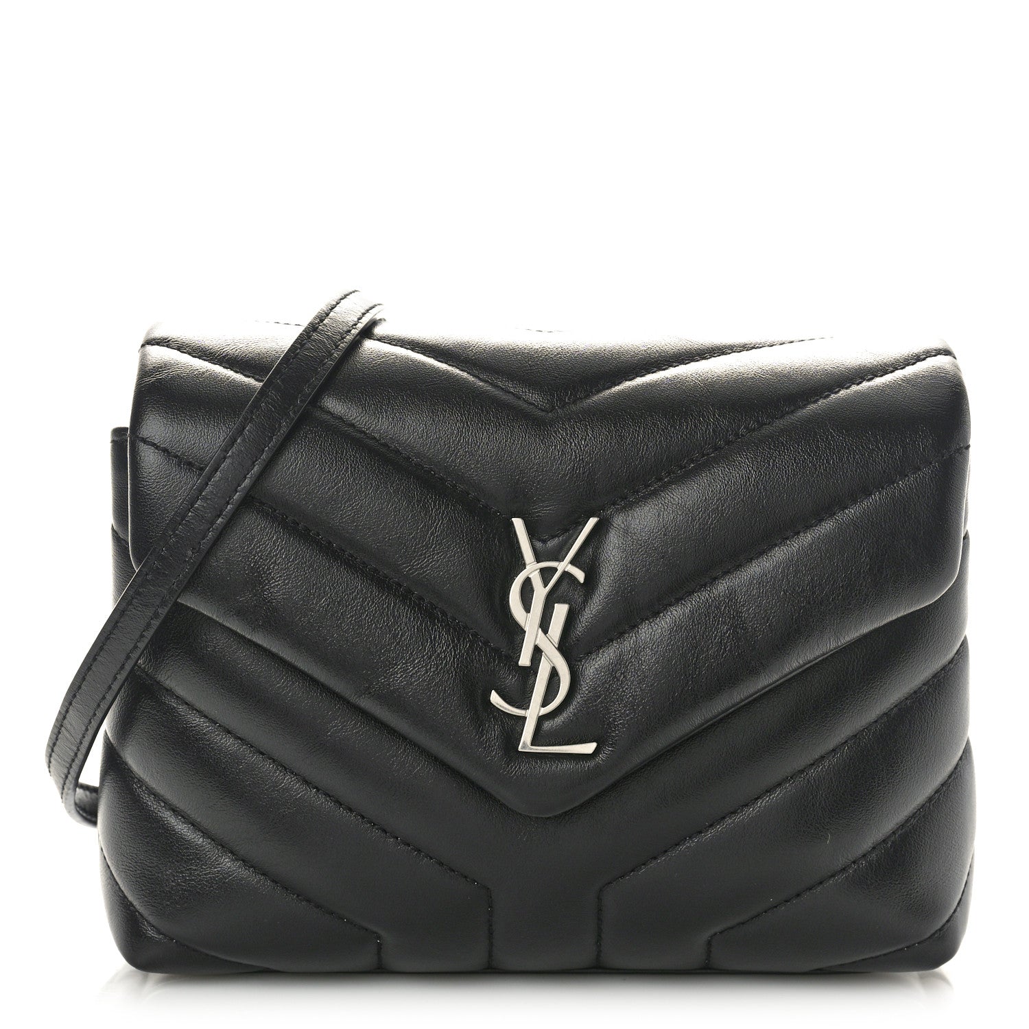 Saint Laurent Calfskin Y Quilted Monogram Toy Loulou Crossbody Bag Black 1 of 11