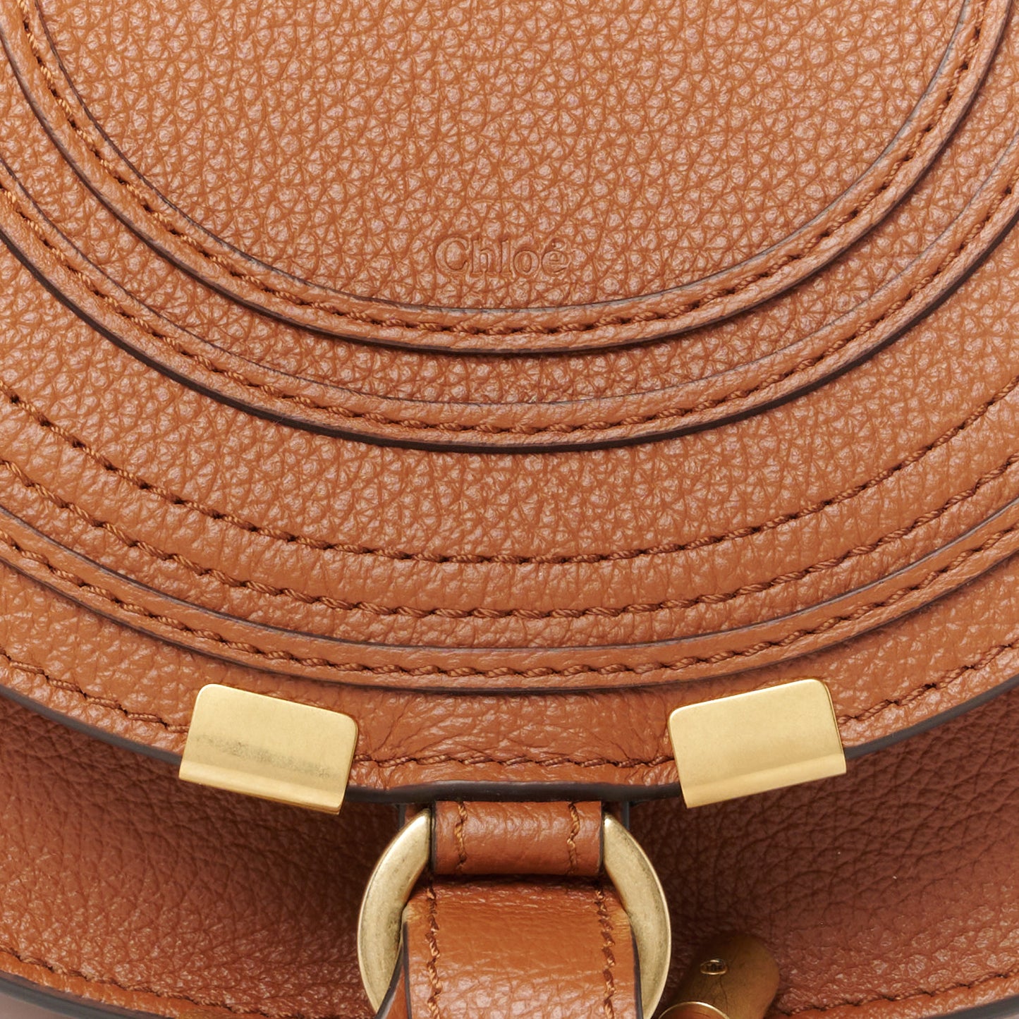 Calfskin Mini Marcie Round Crossbody Bag Tan