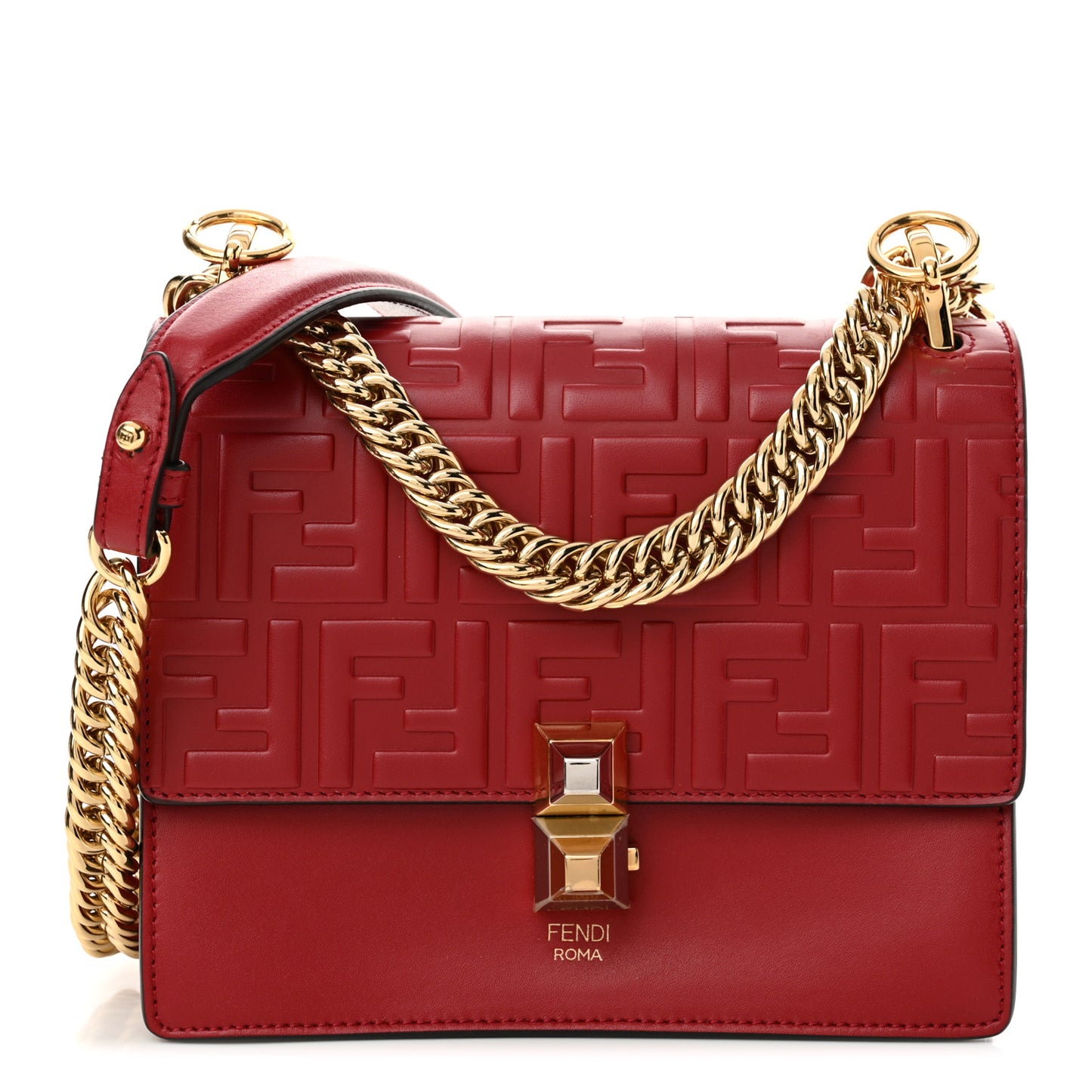 Vitello Liberty FF 1974 Embossed Small Kan I Shoulder Bag Fragola