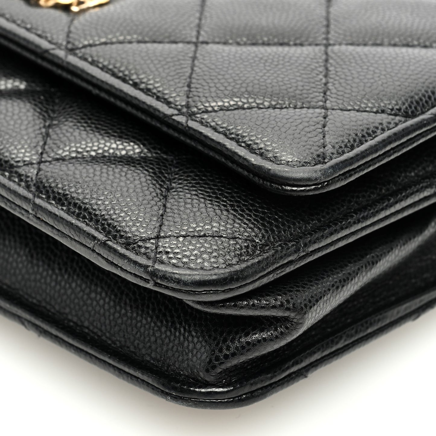 Caviar Quilted French New Wave Chain CC Wallet On Chain WOC Black
