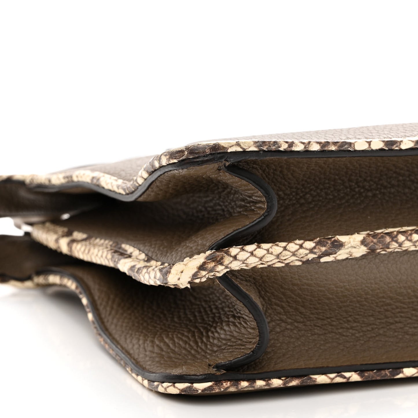 Cuoio Romano Elaphe Chamois Python Print Medium Peekaboo I SEE U Satchel Tartufo