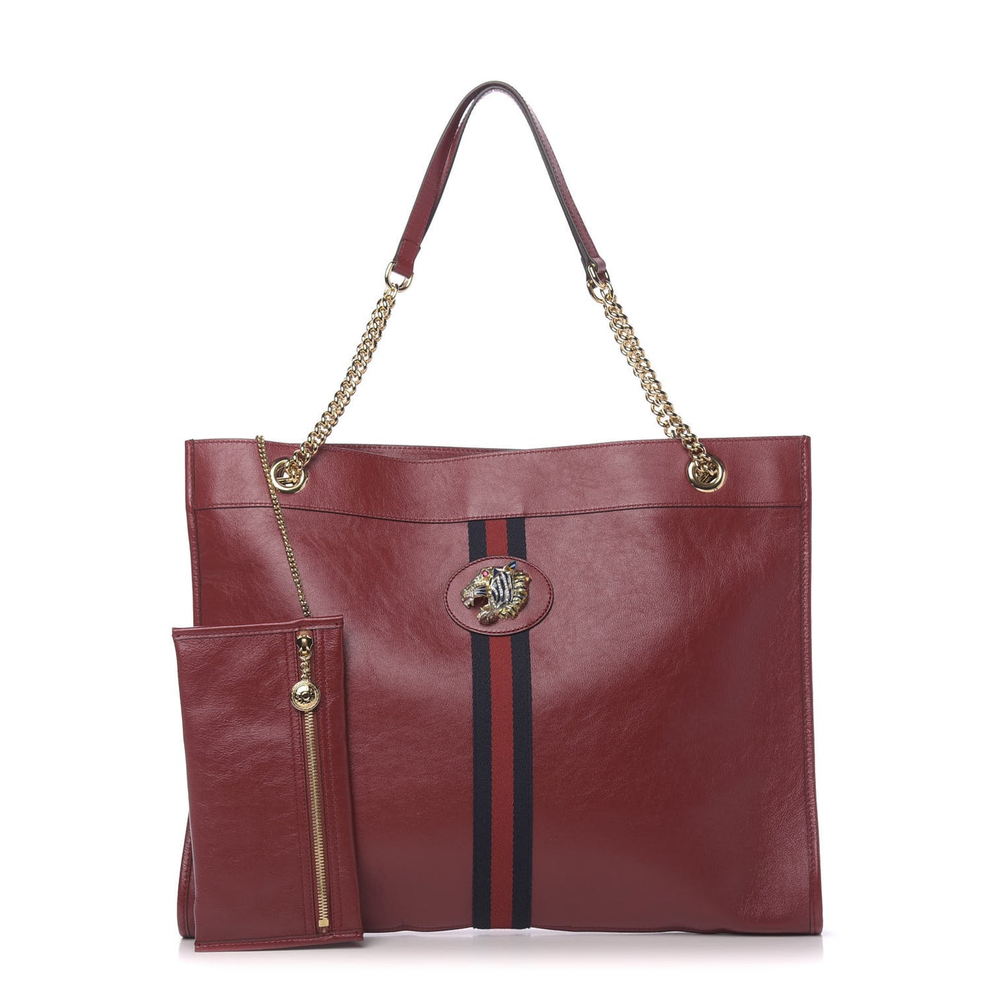 Calfskin Large Rajah Chain Tote Romantic Cherry