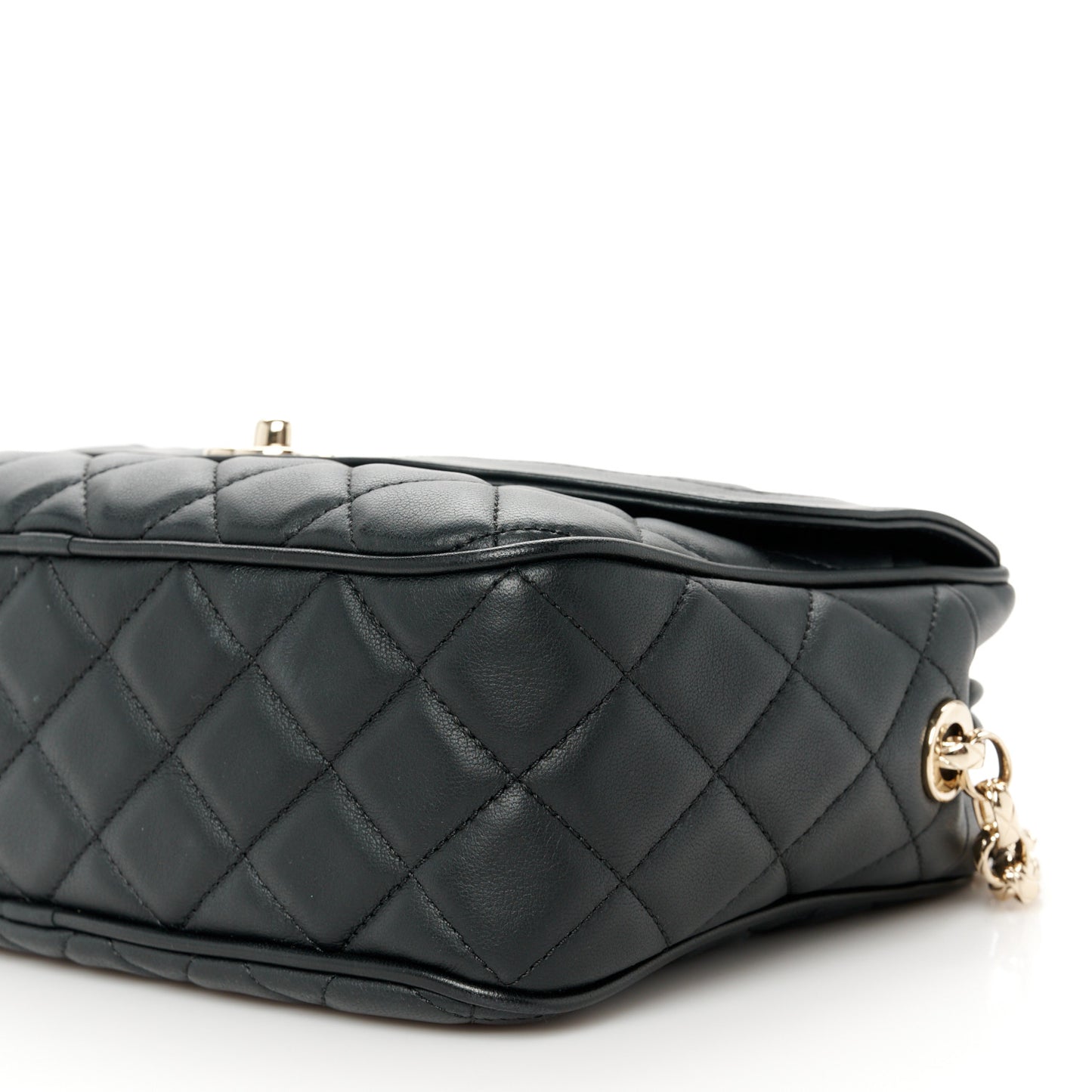 Lambskin Quilted Tassel Flap Camera Case Black