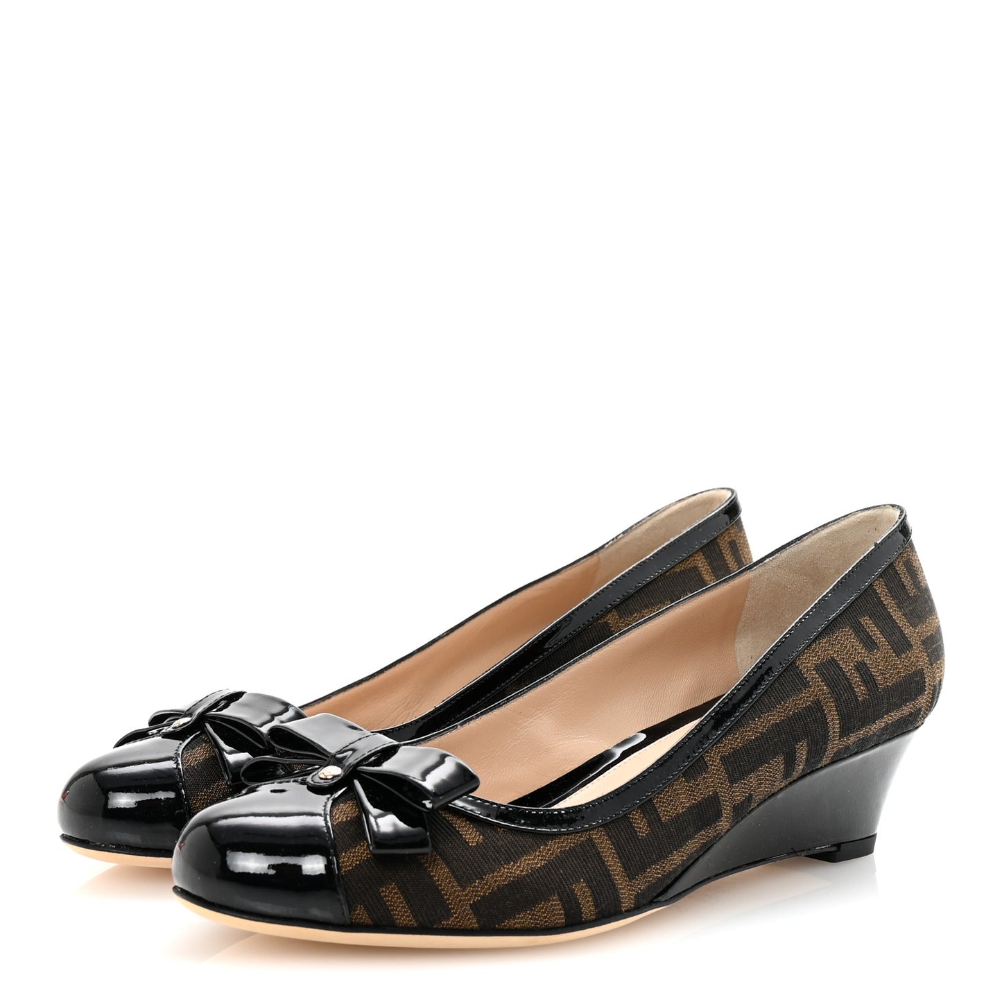 Zucca Vernice Zeppa Wedge Pumps 38 Tobacco Black