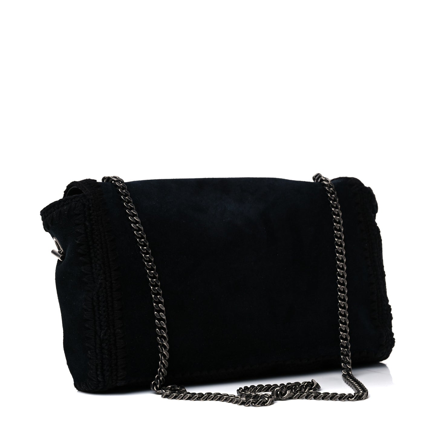 Suede Monogram Medium Kate Whipstitch Shoulder Bag Black