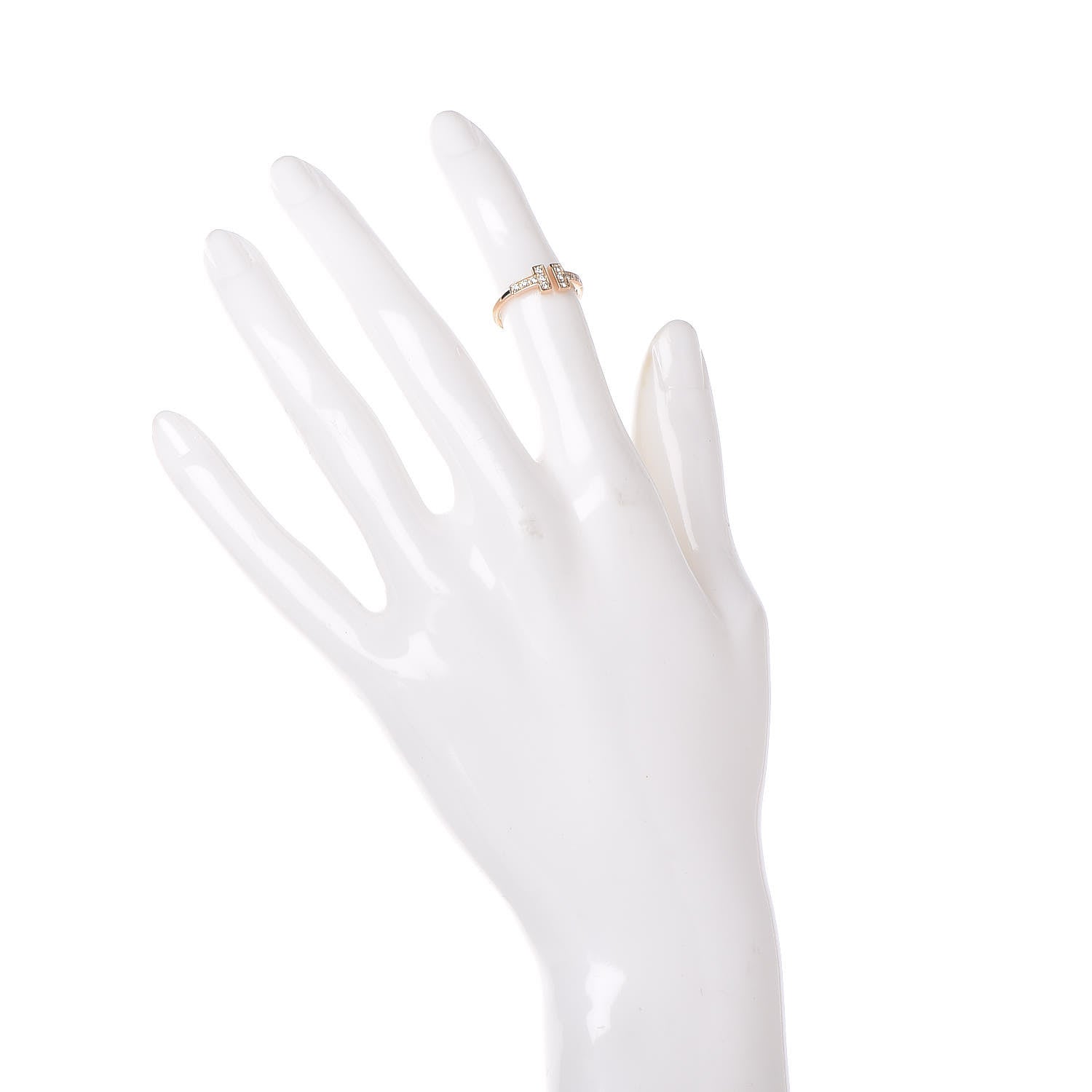 Tiffany 18K Rose Gold Diamond T Wire Ring 46 3.75 2 of 6