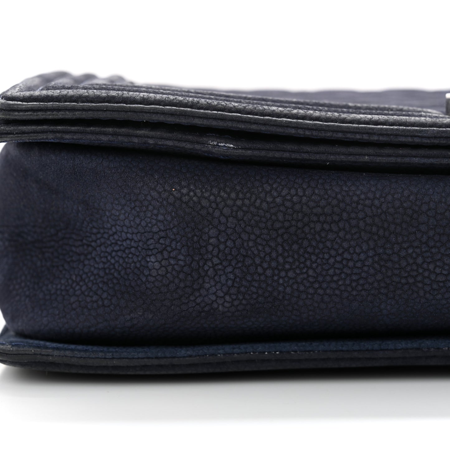 Iridescent Caviar Quilted Large Boy Flap Navy Blue