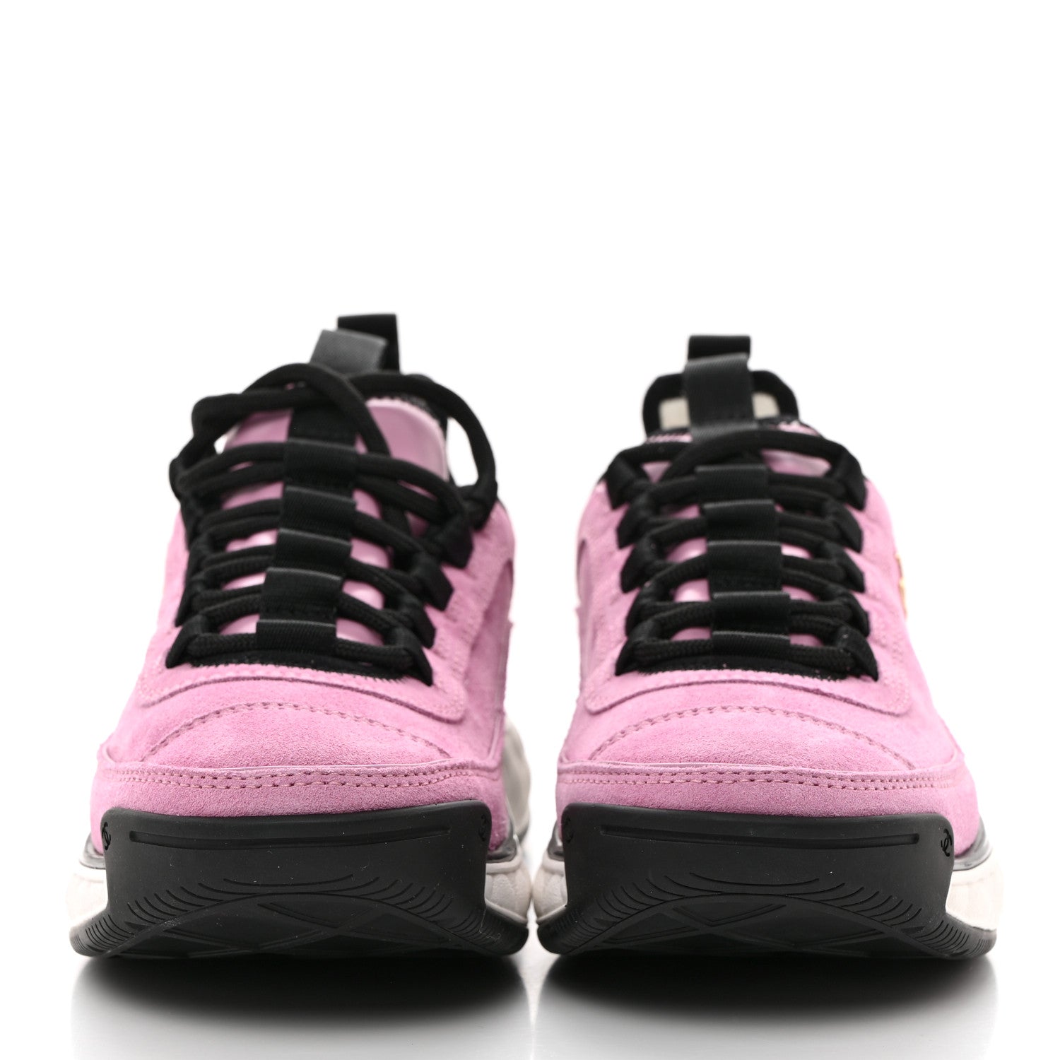 Chanel Suede Calfskin Nylon Grosgrain CC Sneakers 36 Dark Pink 2 of 9