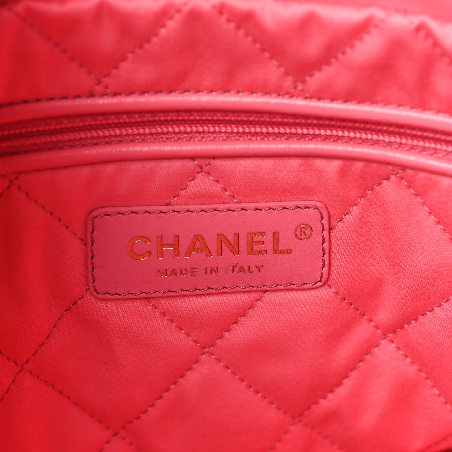 Shiny Calfskin Quilted Large Chanel 22 Coral Pink