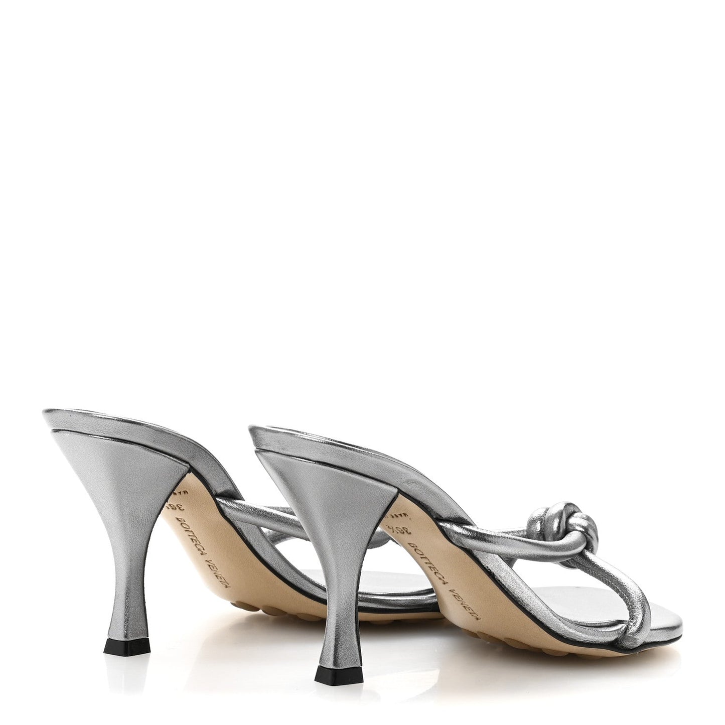 Metallic Blink Knot Mule Sandals 36.5 Silver