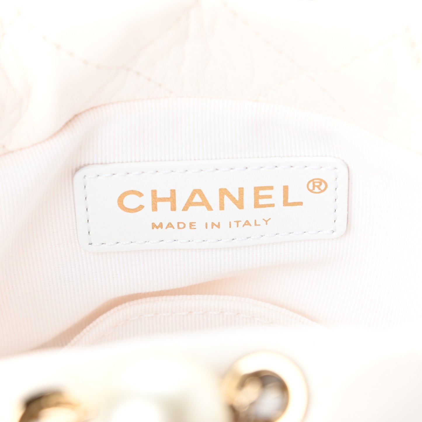 Lambskin Quilted Pearl Mini About Pearls Drawstring Bag White