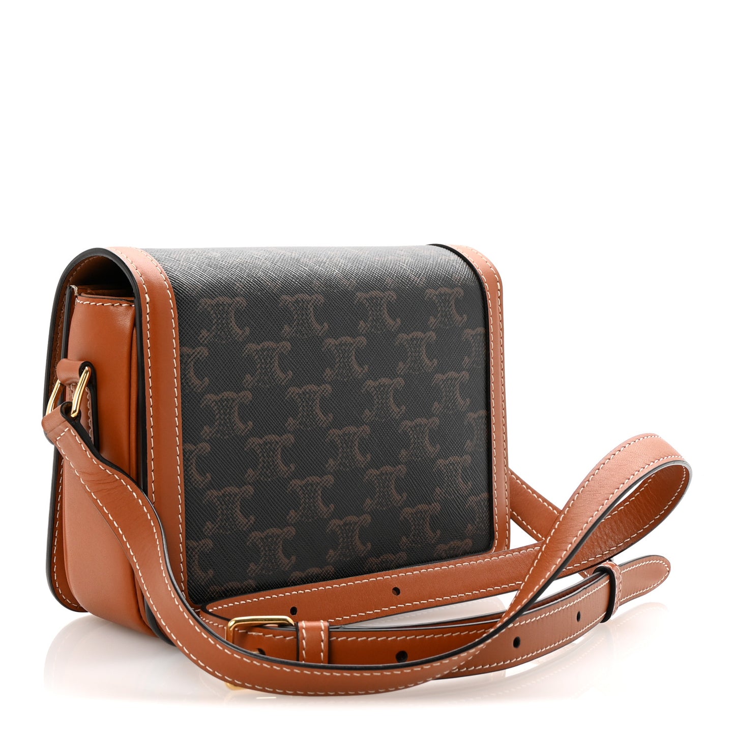 Calfskin Triomphe Canvas Teen Triomphe Bag Tan