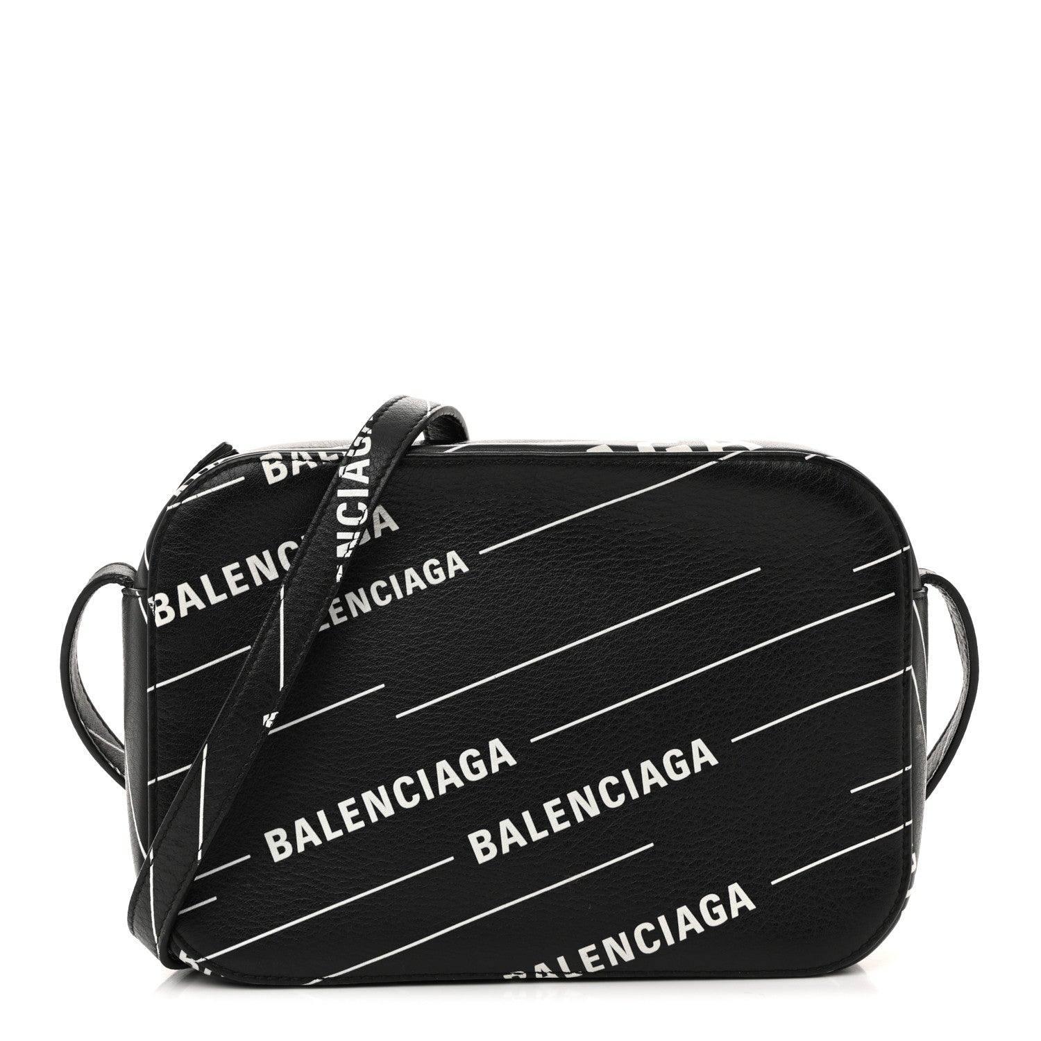 balenciaga logo print leather backpack Balenciaga Calfskin Everyday Logo Print S Camera Bag Black 1785648 – FASHIONPHILE