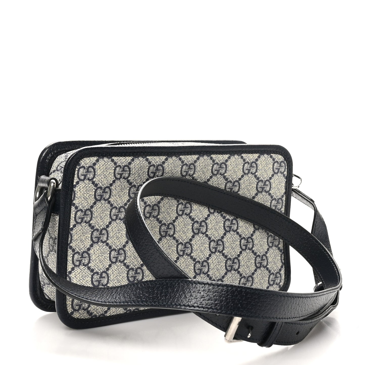 GG Supreme Monogram Textured Dollar Calfskin Mini Retro Interlocking G Shoulder Bag Beige Blue