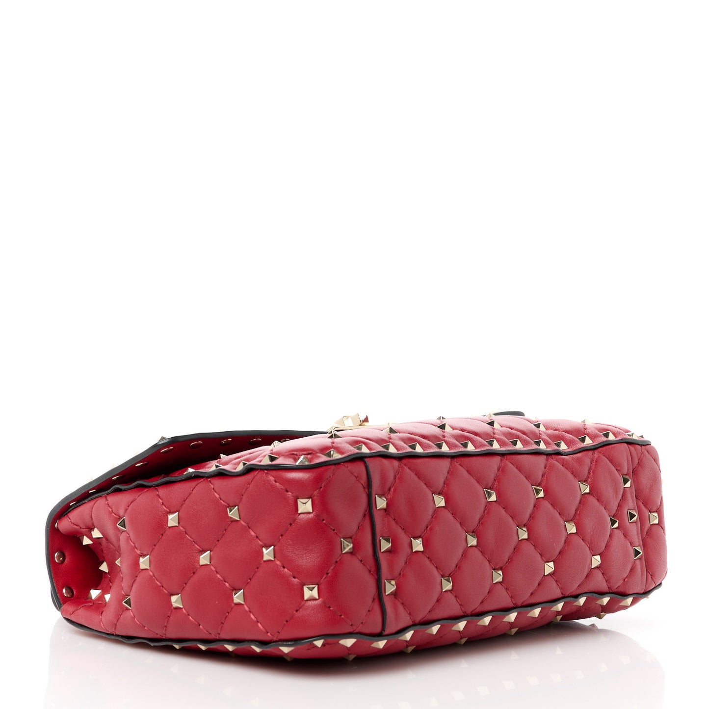 Lambskin Medium Rockstud Spike Shoulder Bag Red