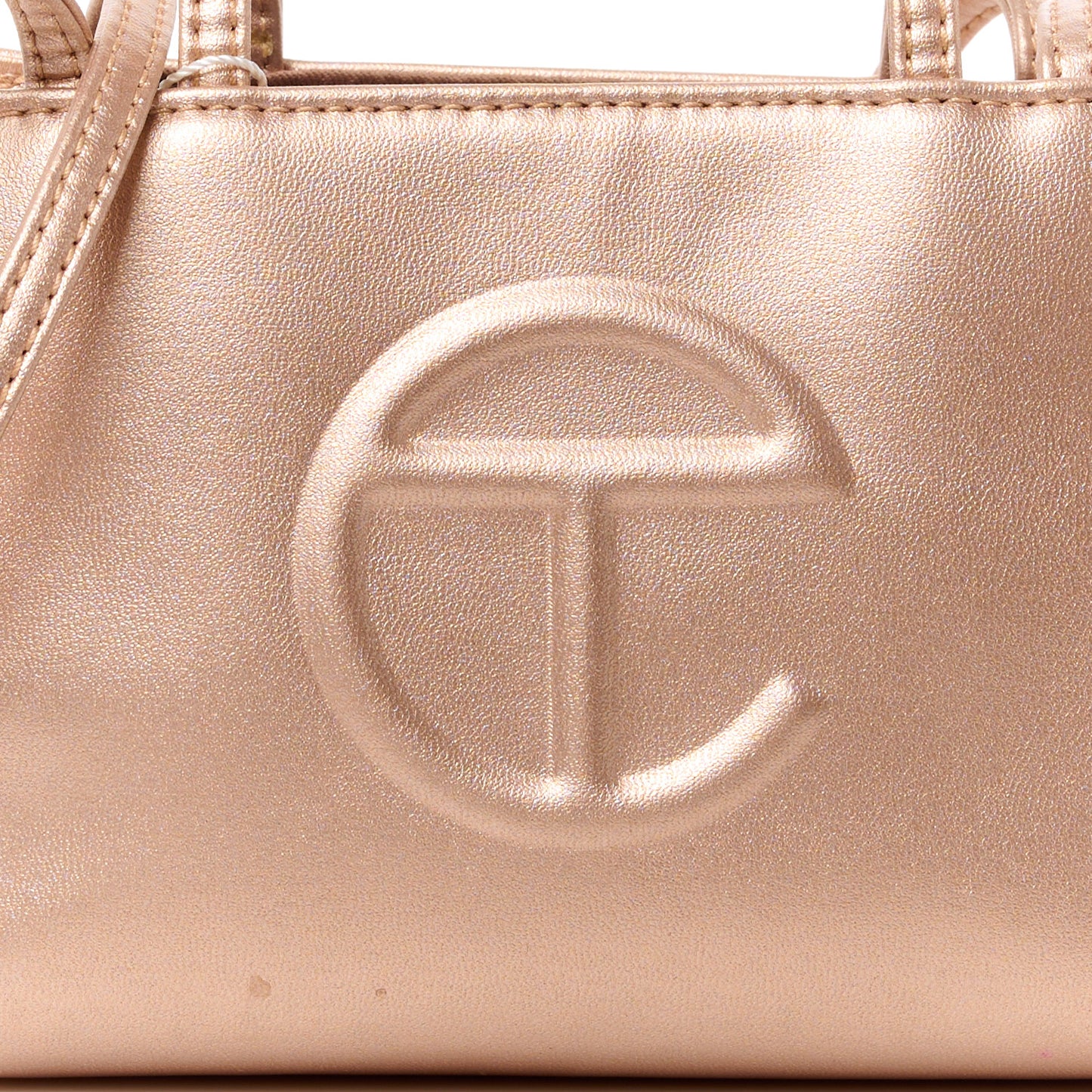 Metallic Vegan Leather Small Shopping Bag Copper