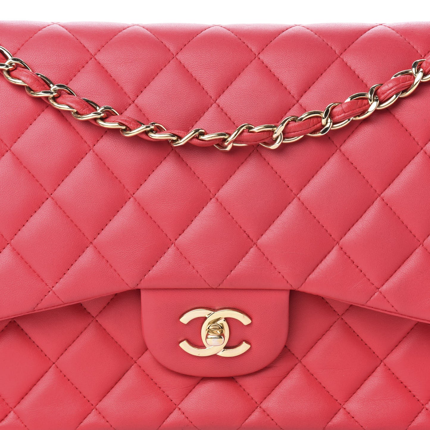 Lambskin Quilted Jumbo Double Flap Pink