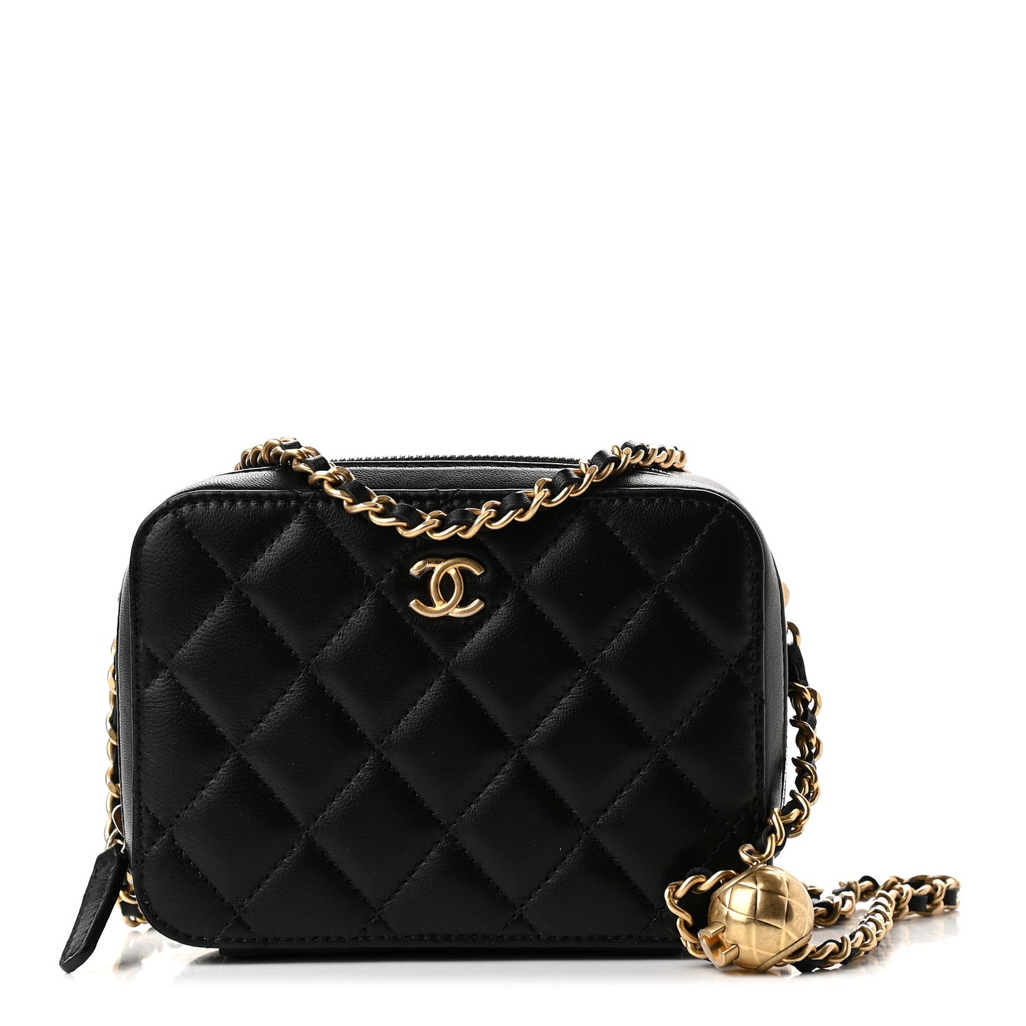Lambskin Quilted CC Pearl Crush Camera Case Black