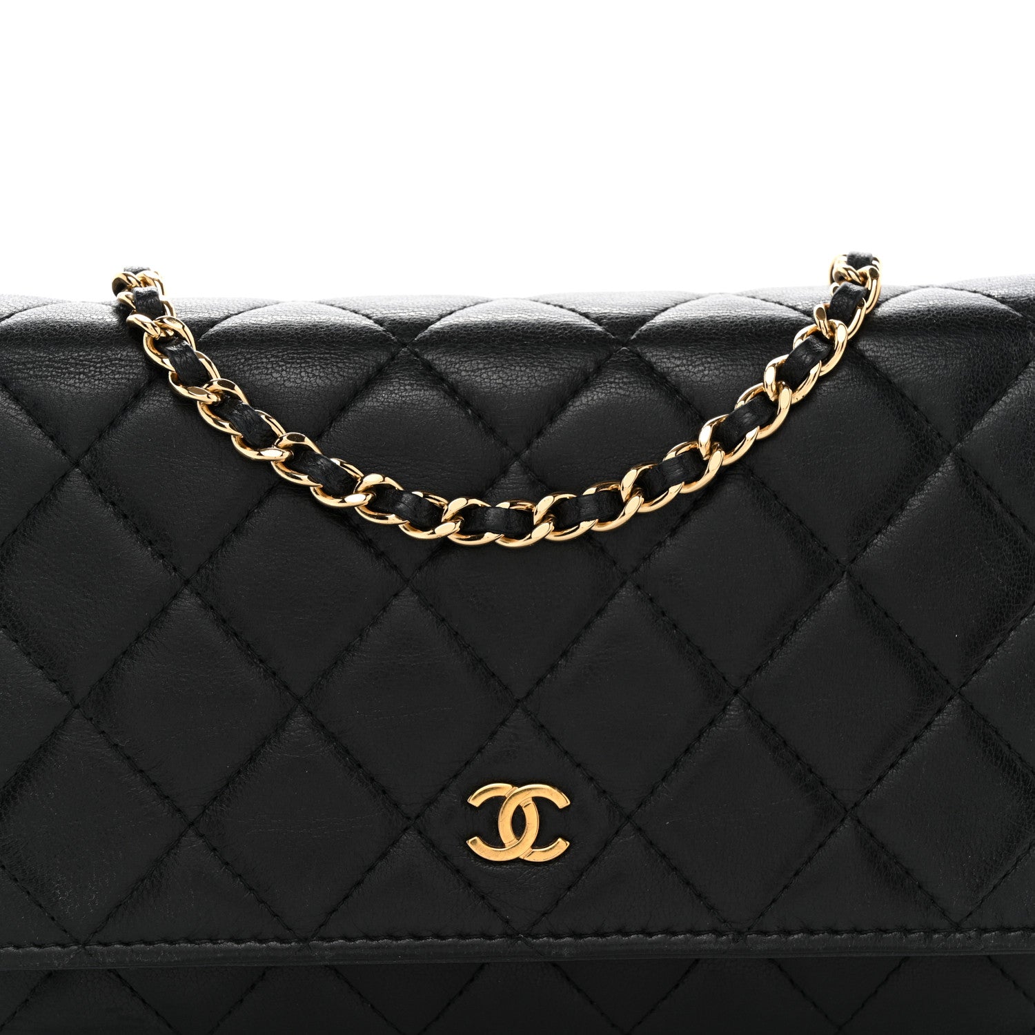 Chanel Lambskin Quilted Wallet On Chain WOC Black 9 of 11
