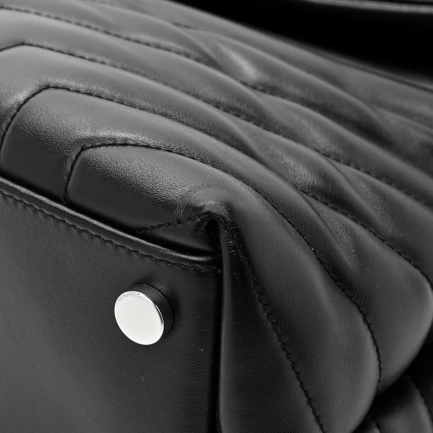 Calfskin Y Quilted Monogram Large Loulou Chain Satchel Black