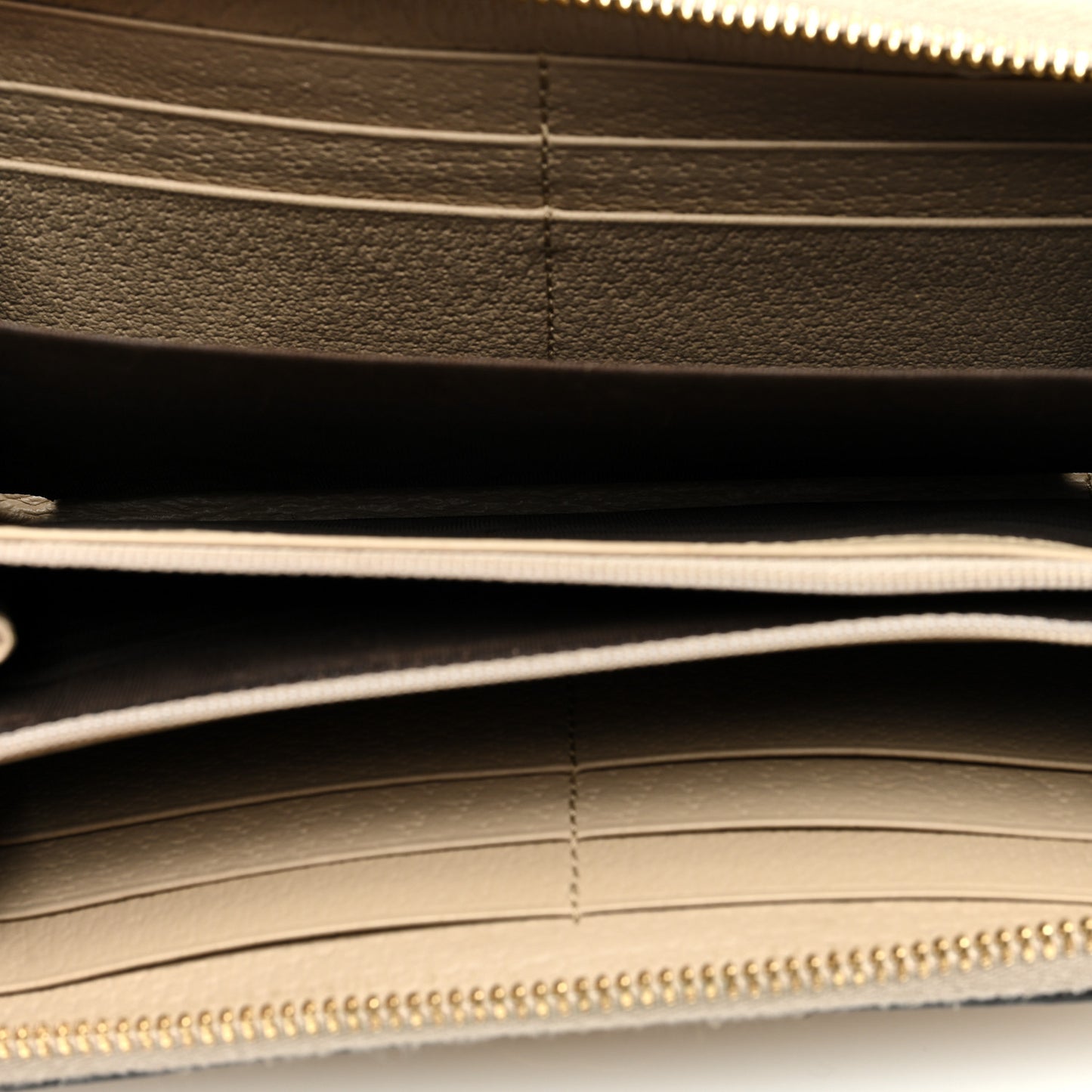 GG Supreme Monogram Textured Dollar Calfskin Web Ophidia Zip Around Wallet Beige Mystic White Oatmeal