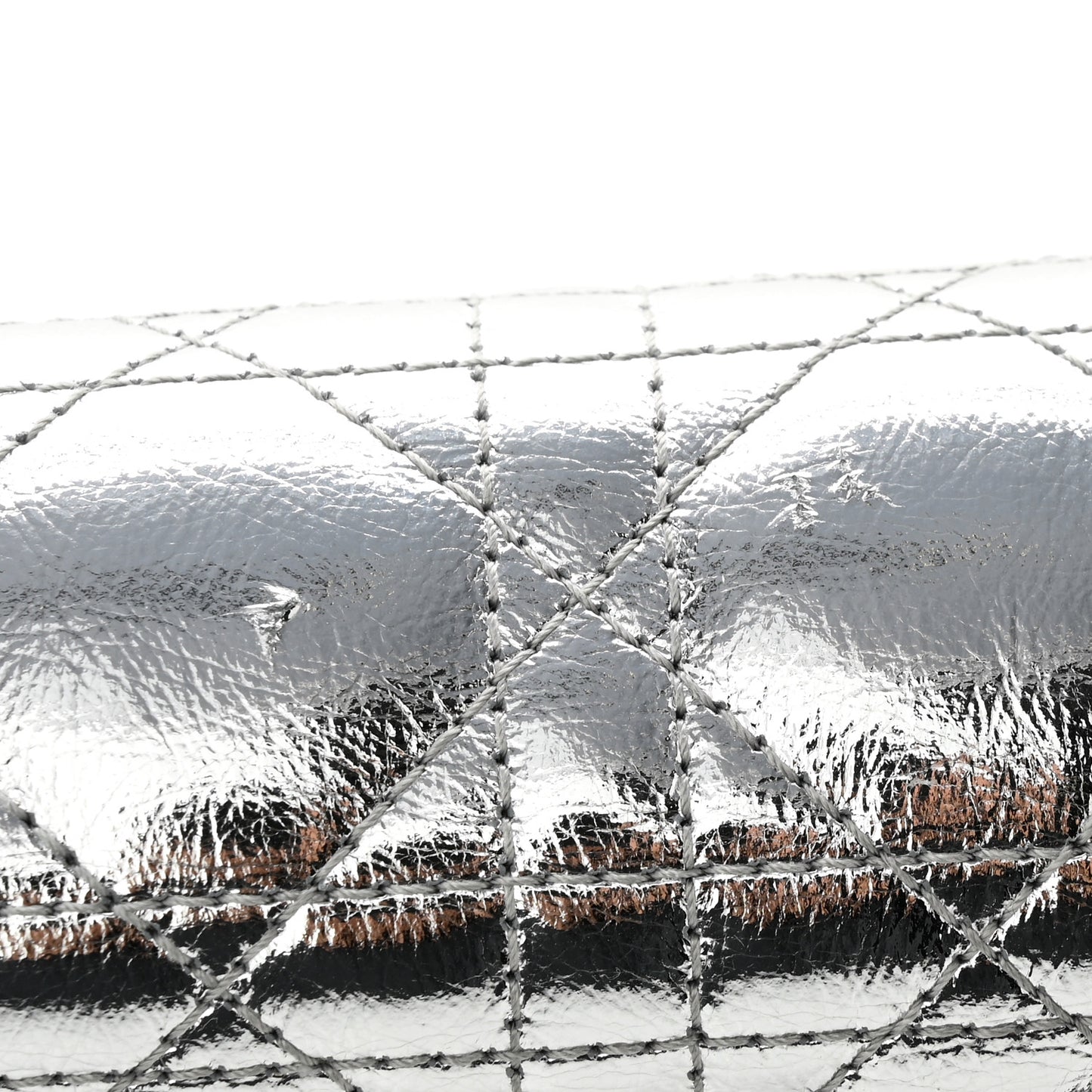 Metallic Calfskin Cannage Medium Caro Bag Argent