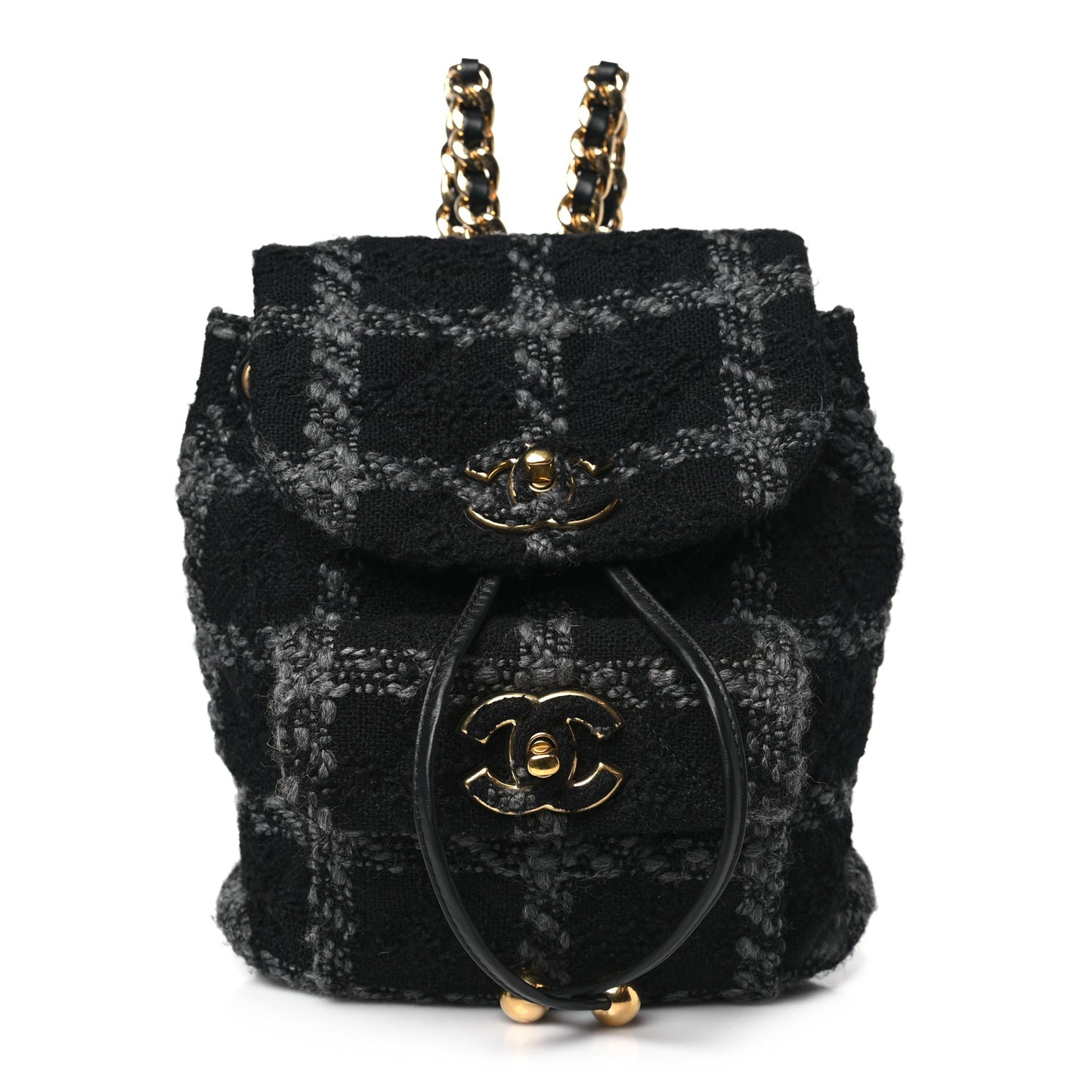 Wool Tweed Elegant Backpack Black Grey