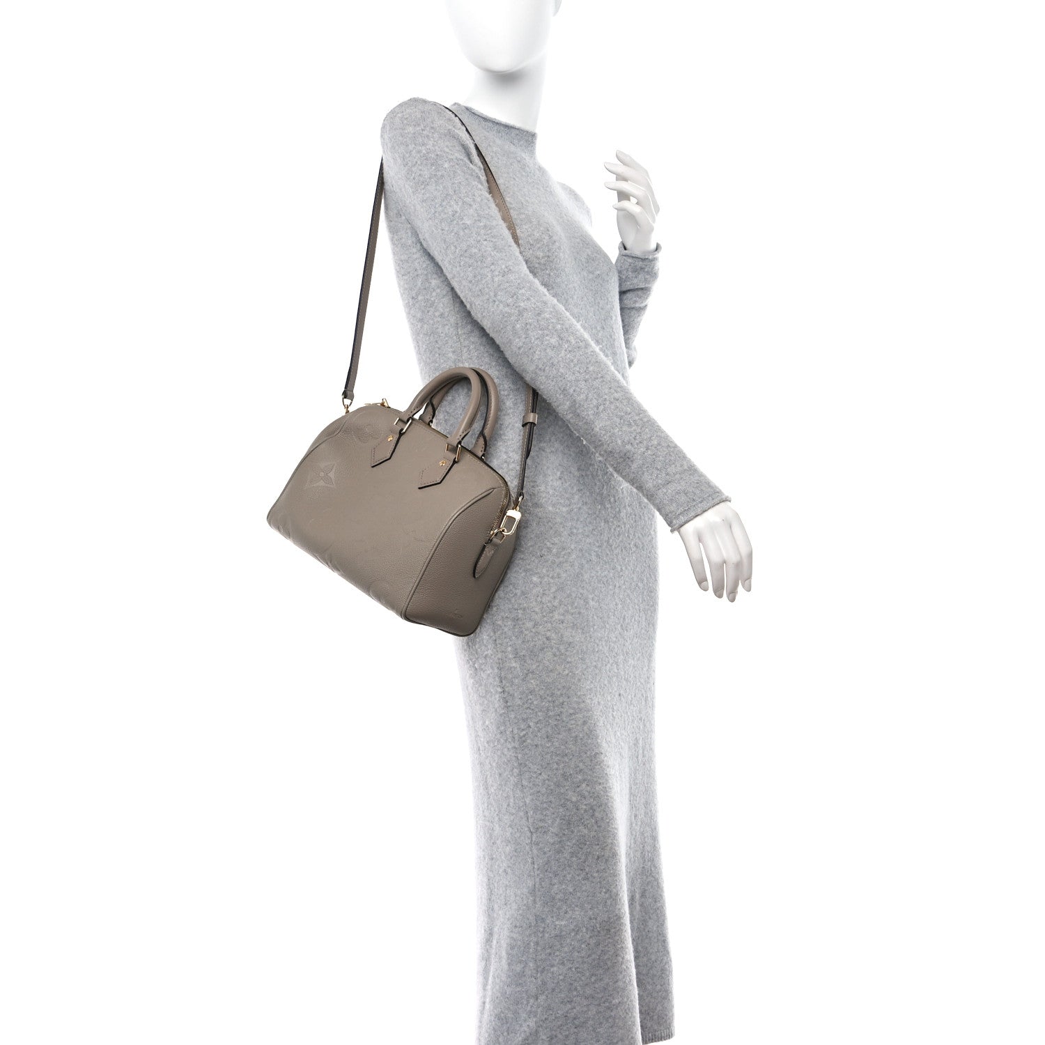 Louis Vuitton Empreinte Monogram Giant Speedy Bandouliere 25 Tourterelle 2 of 12