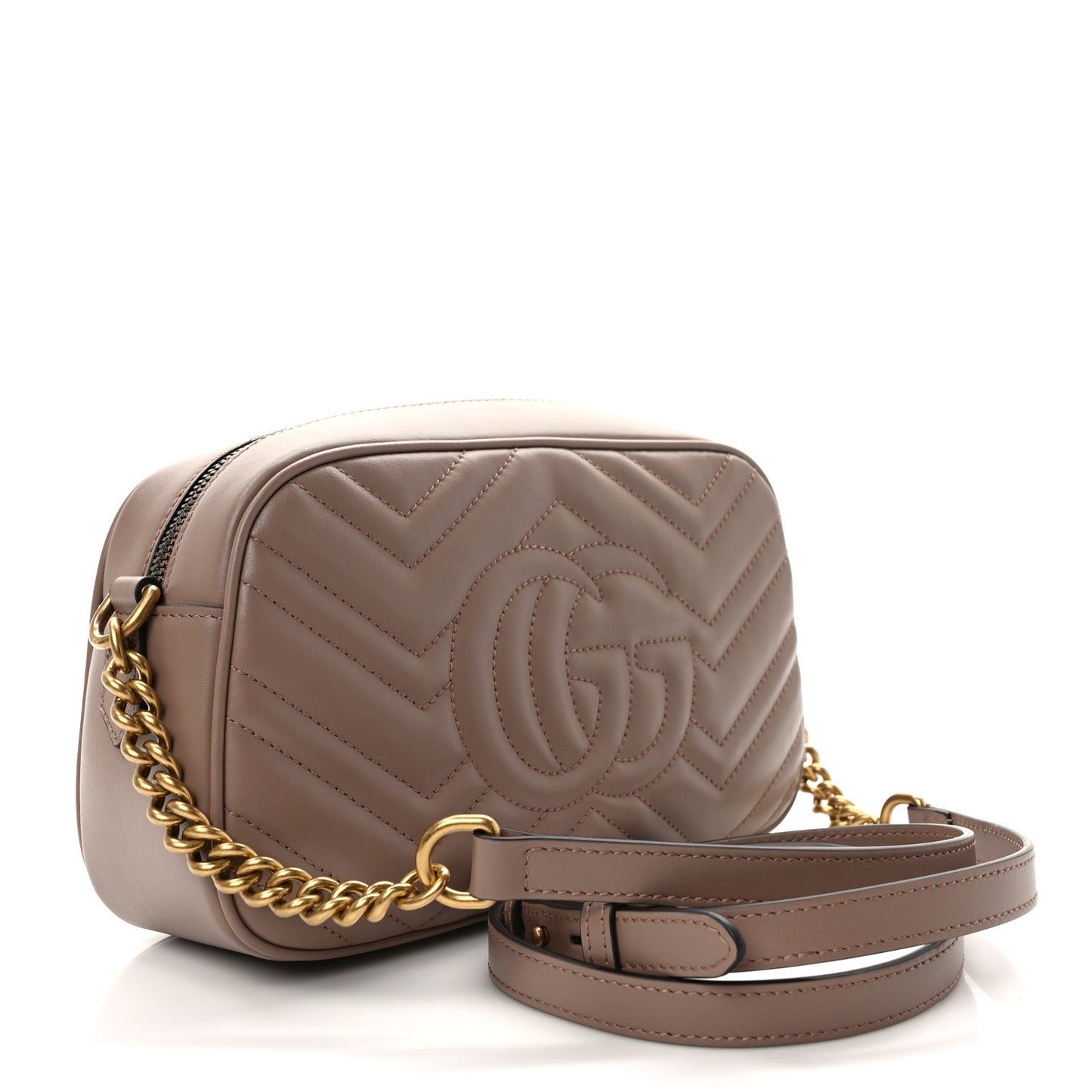 Calfskin Matelasse Small GG Marmont Chain Shoulder Bag Porcelain Rose