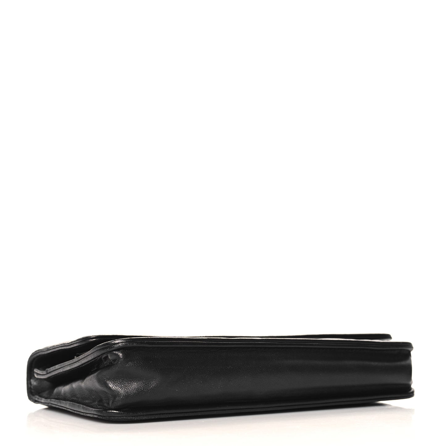 Lambskin Camellia Embossed Wallet On Chain WOC Black