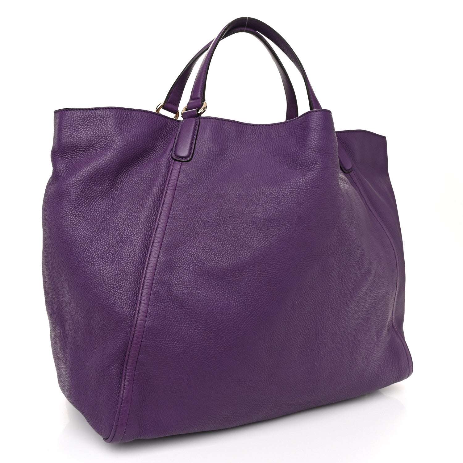 Gucci Pebbled Calfskin Large Soho Shoulder Bag Shine Purple 3 of 11