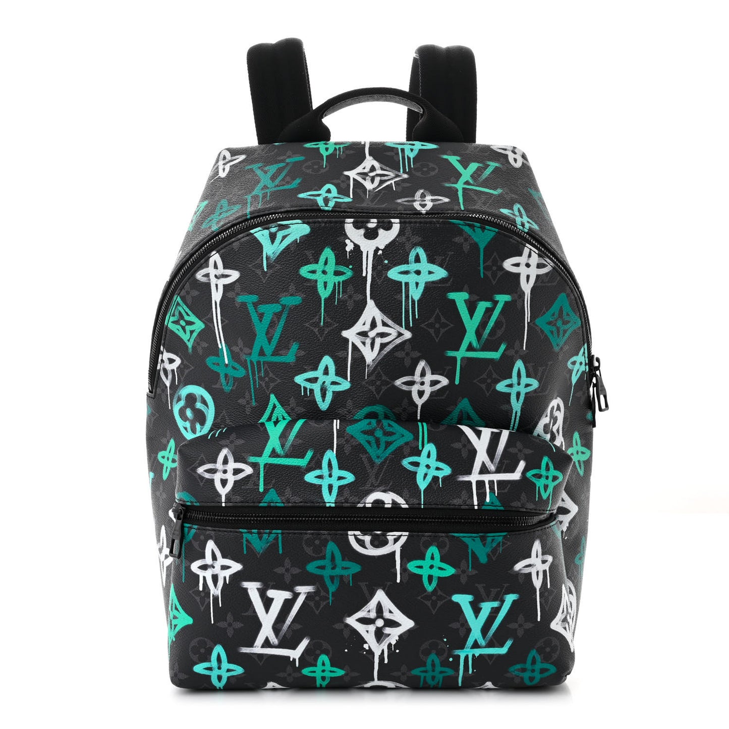 Monogram Eclipse LV Graffiti Discovery Backpack Green Lights