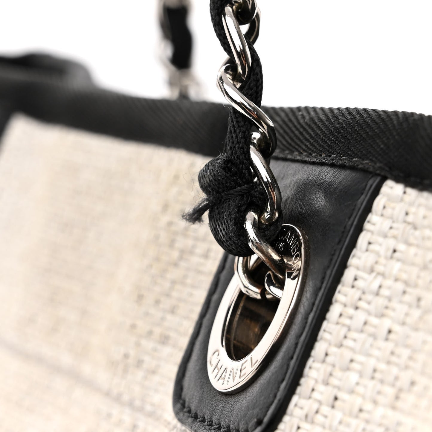 Woven Straw Raffia Small Deauville Tote Grey