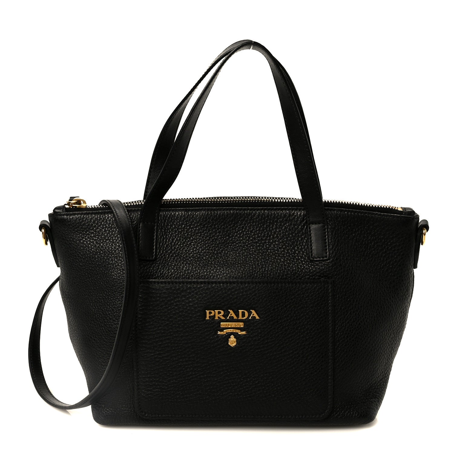 Prada Vitello Daino Pocket Small Tote Black 1832251 – FASHIONPHILE