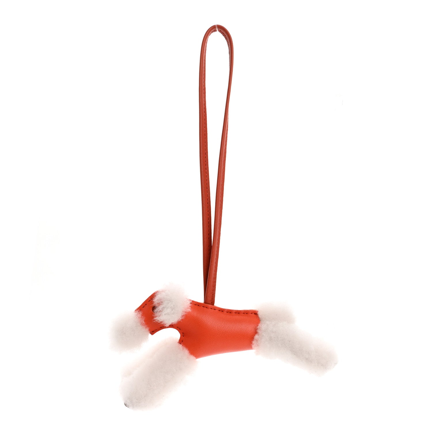 Hermes Milo Lambskin Shearling Budy Charm Orange Poppy 1 of 4
