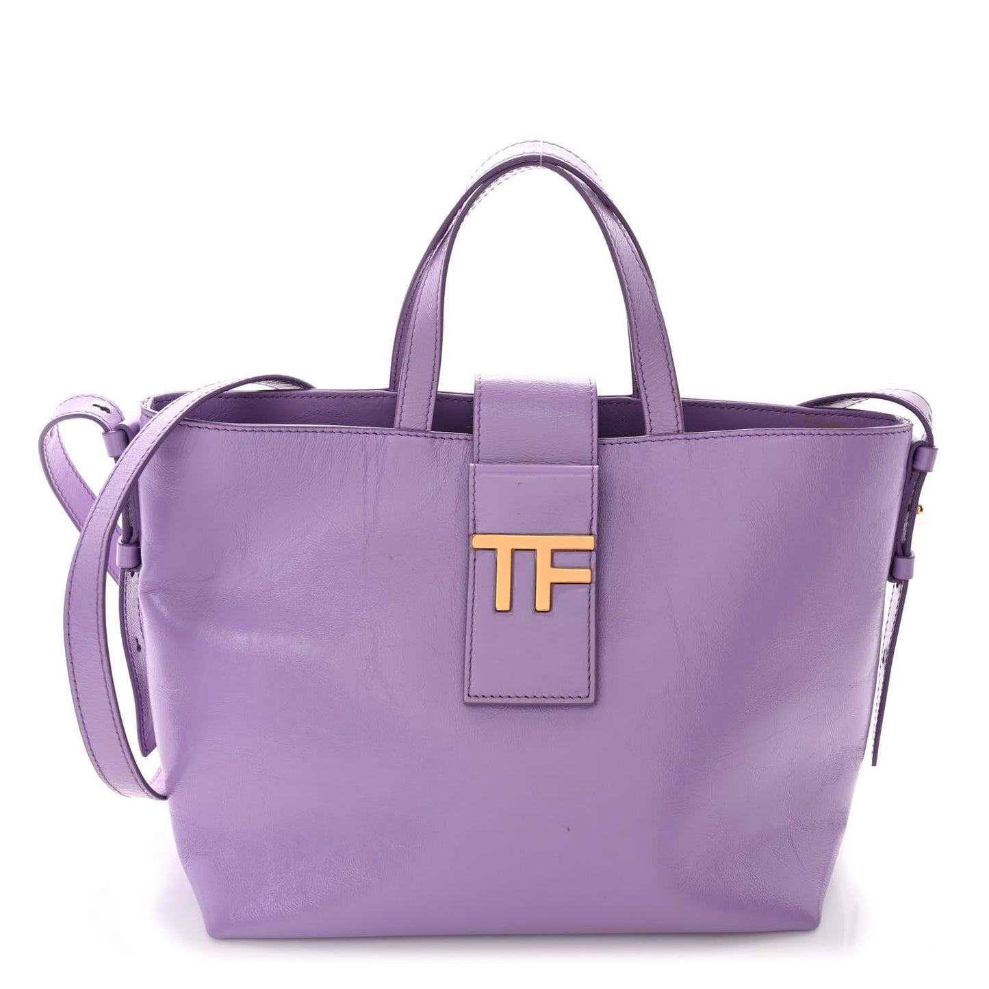 Shiny Calfskin Mini TF East West Tote Hyacinth