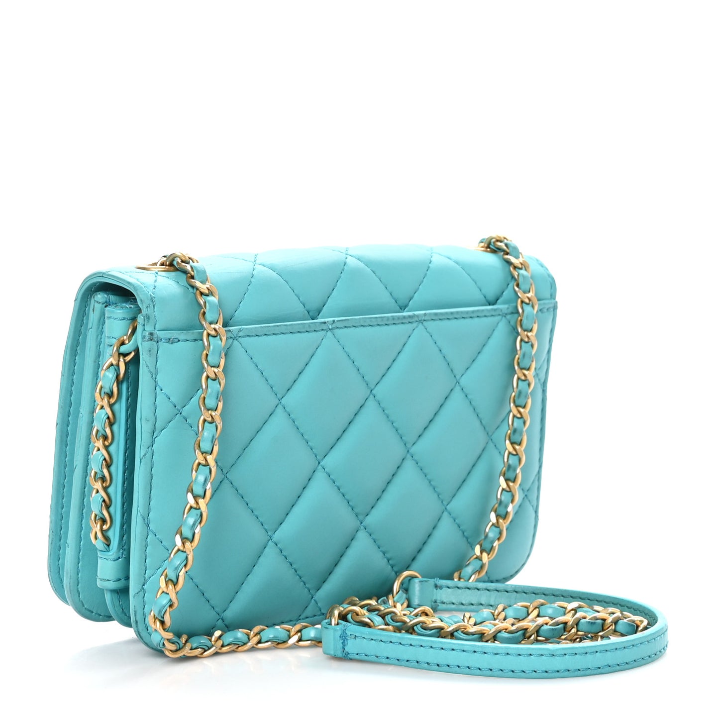 Calfskin Quilted Everyday Chic Single Flap Turquoise