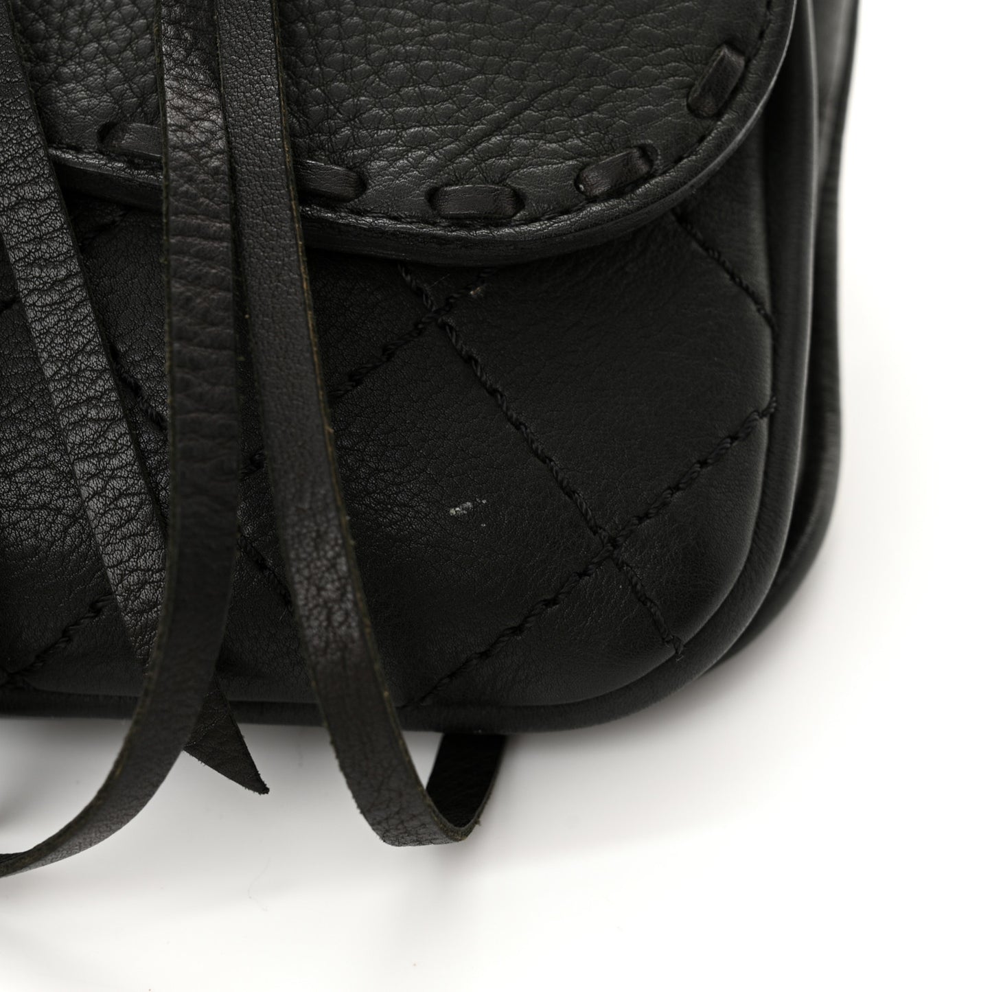 Calfskin Quilted Dallas Saddle Bag Black