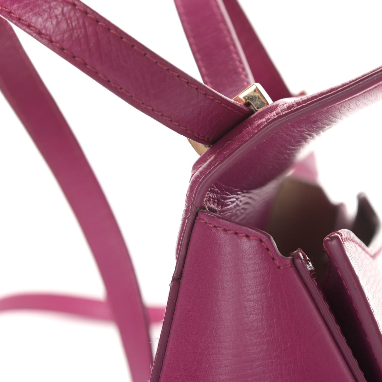 Textured Calfskin Mini Pandora Box Crossbody Bag Magenta