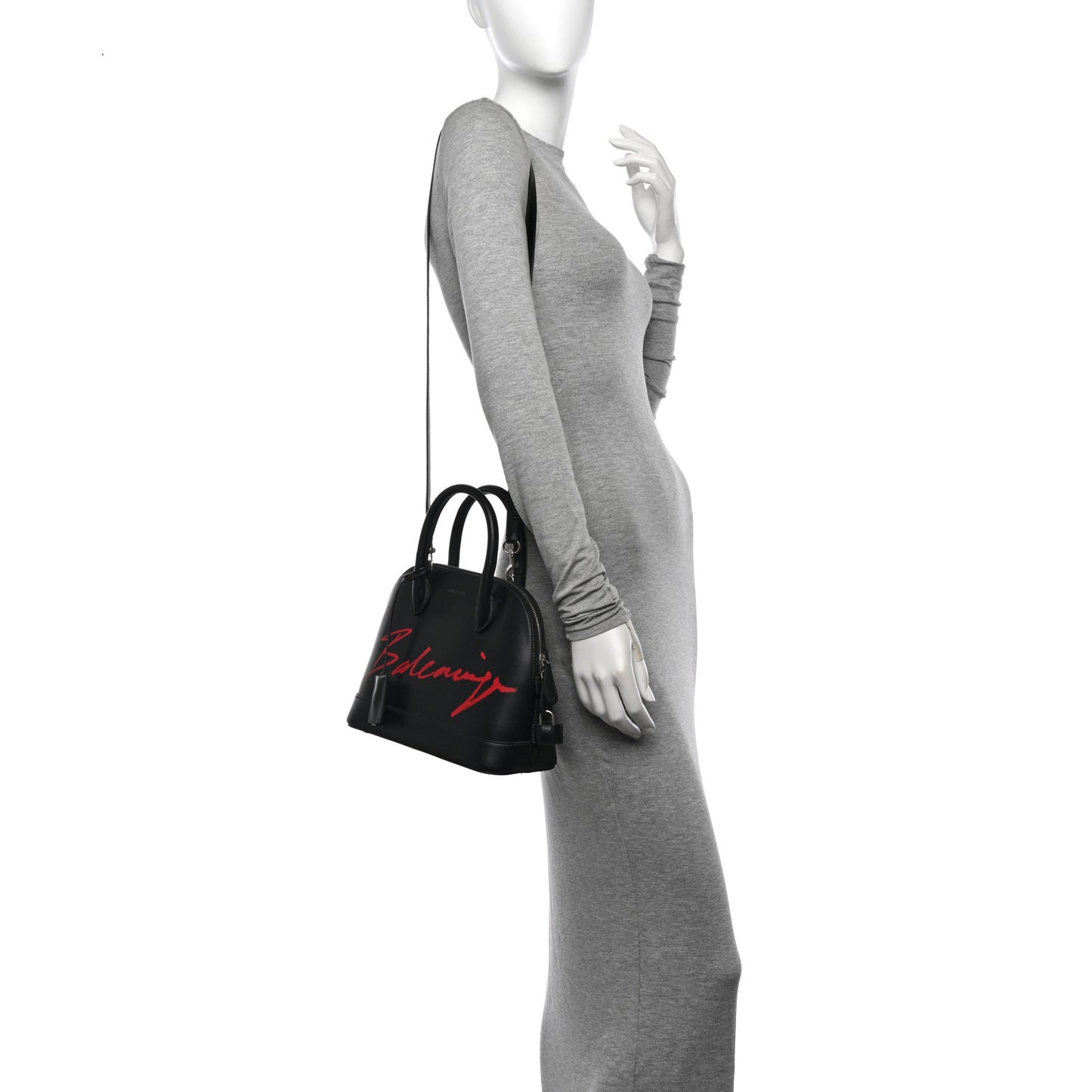Calfskin Lipstick Logo S Ville Top Handle Bag Black
