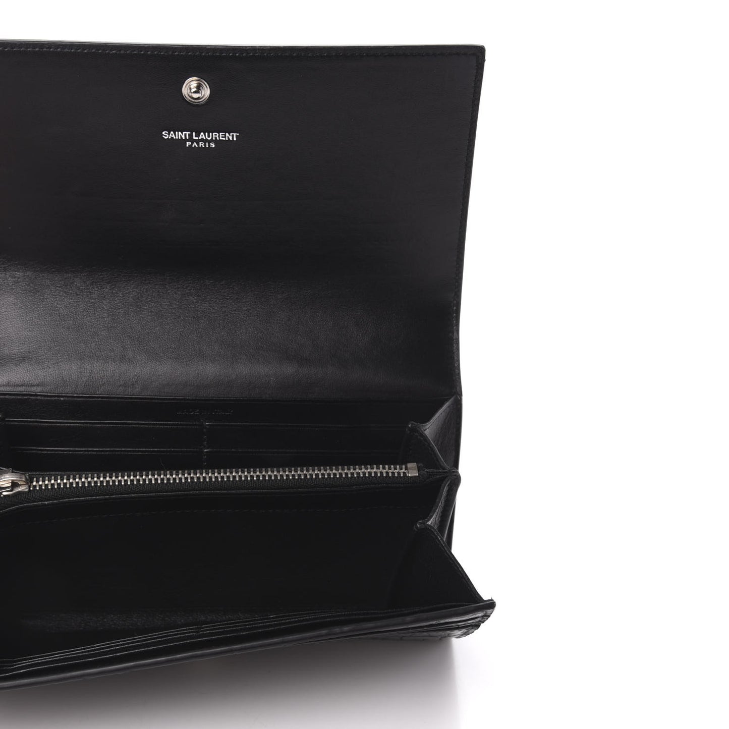 Calfskin Crocodile Embossed Monogram Flap Wallet Black