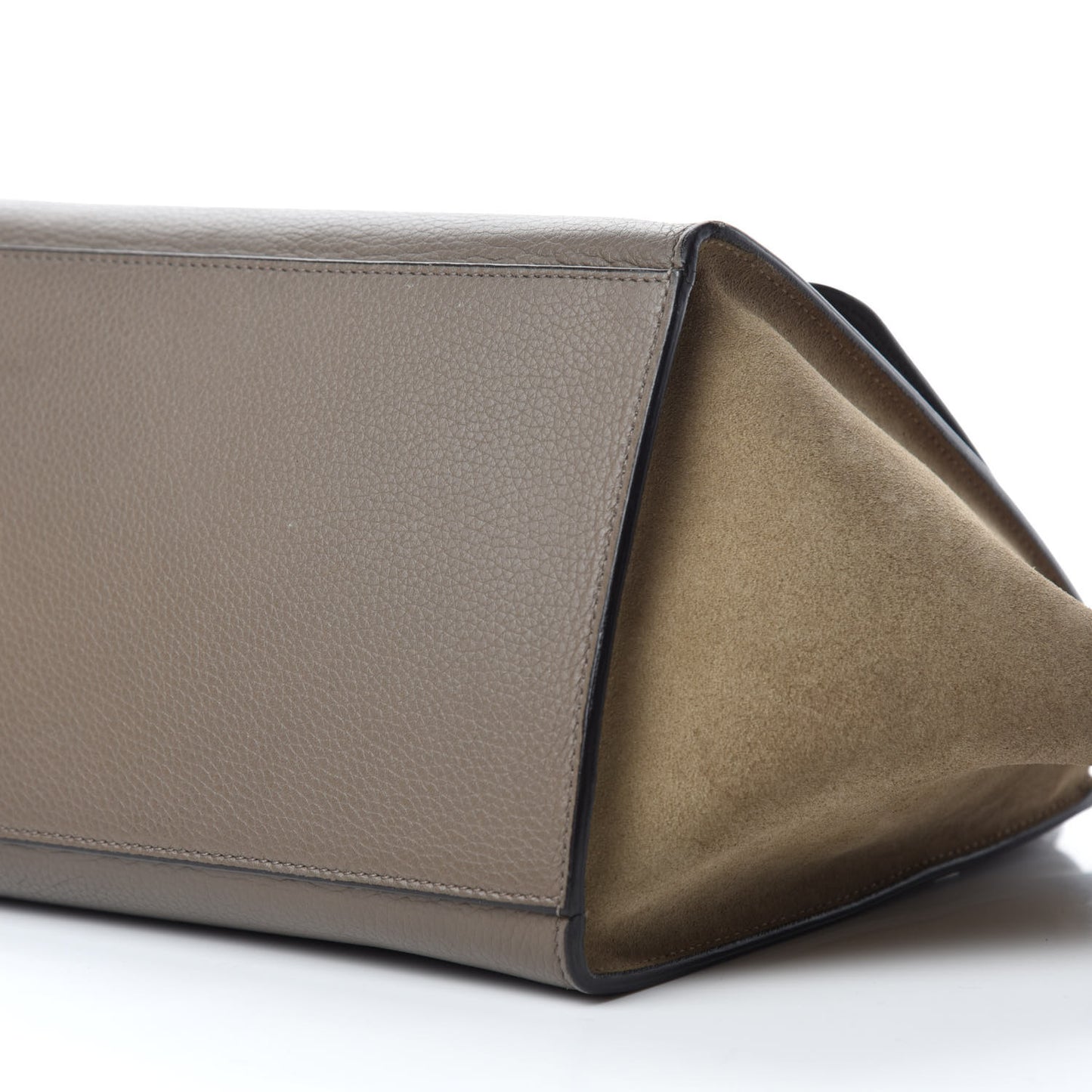 Drummed Calfskin Suede Small Trapeze Taupe