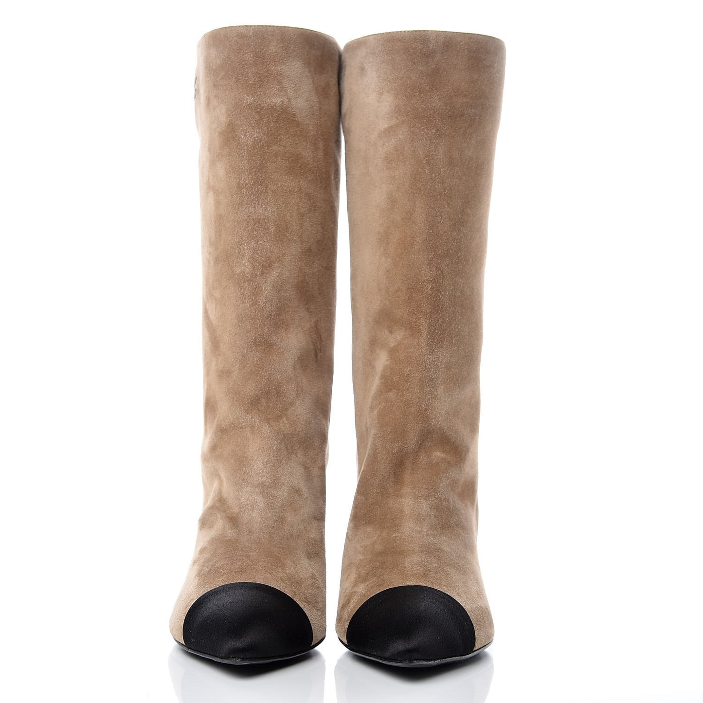 Suede Calfskin Satin Gabrielle Cap Toe Short Boots 40 Beige Black
