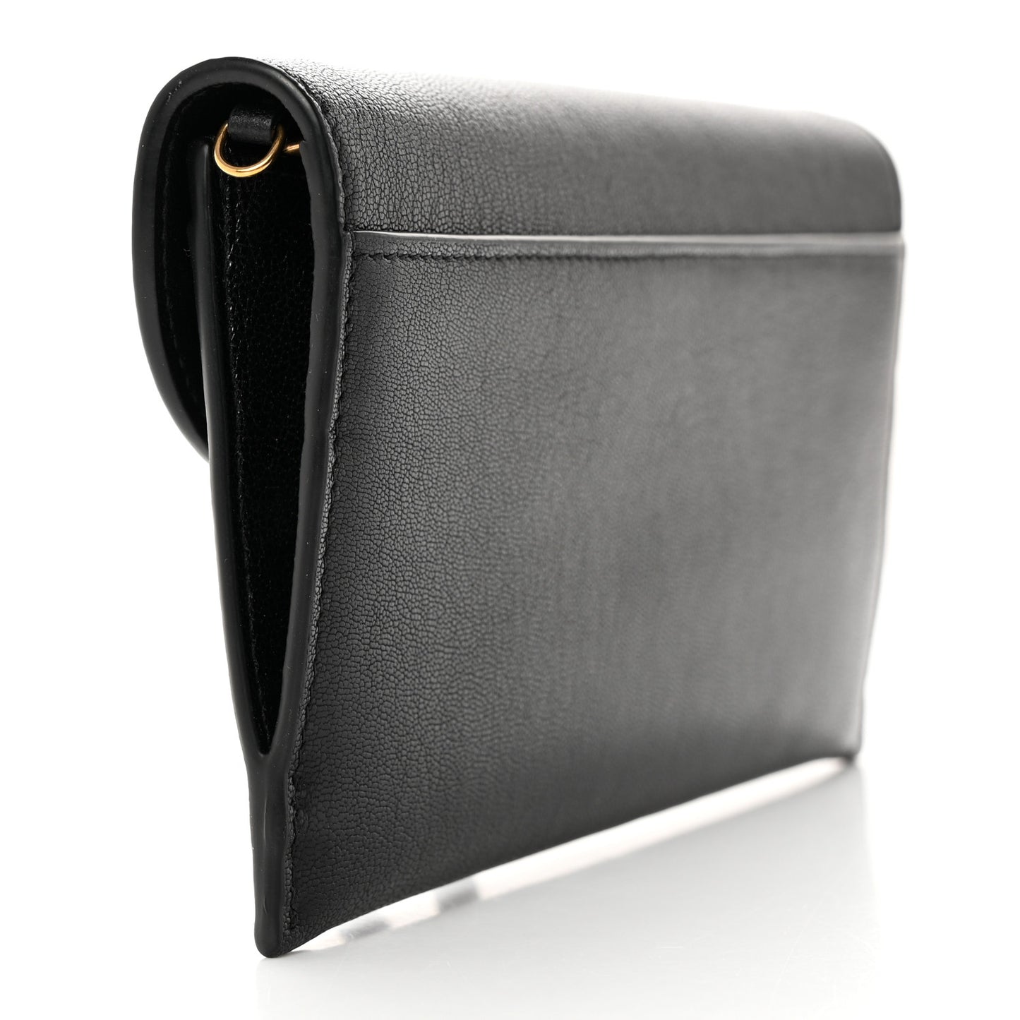 Goatskin Saddle Long Wallet With Chain Black