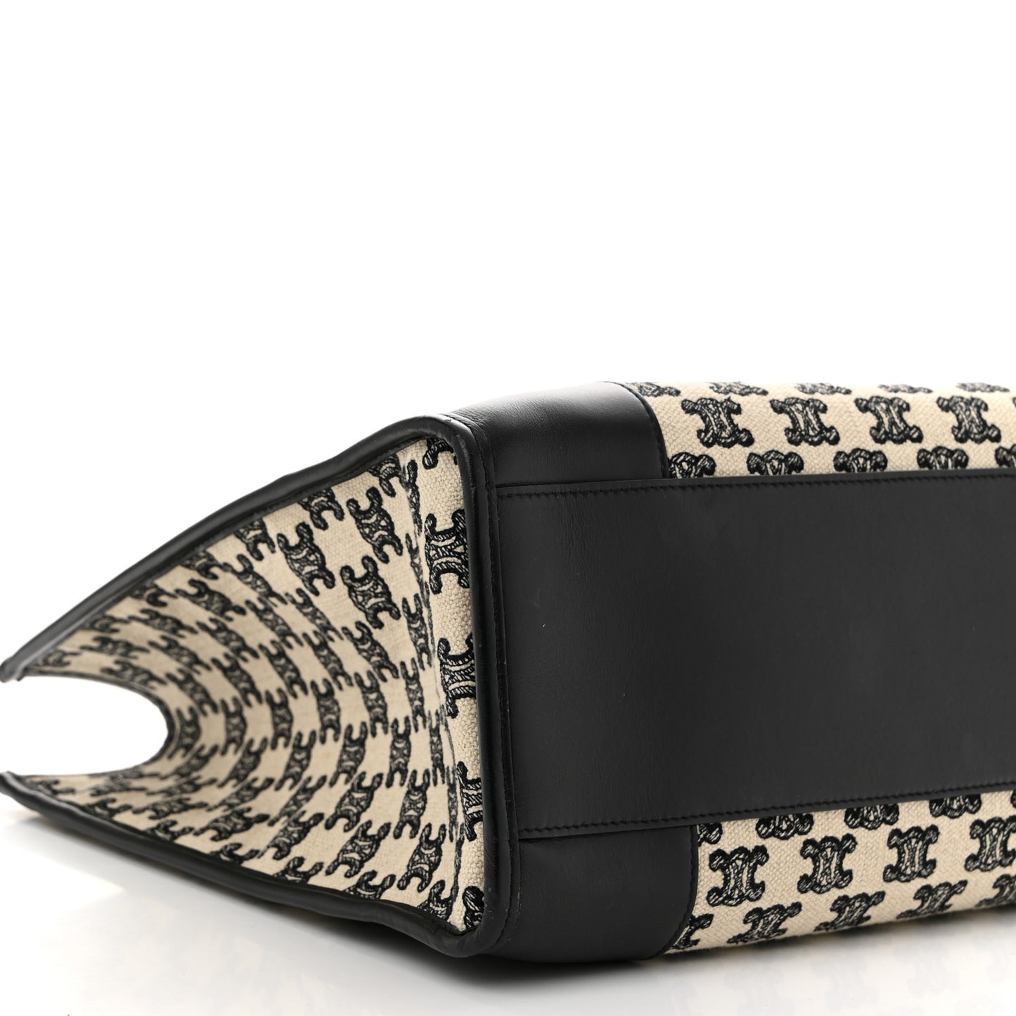 Canvas Calfskin Triomphe Embroidered Horizontal Cabas Black