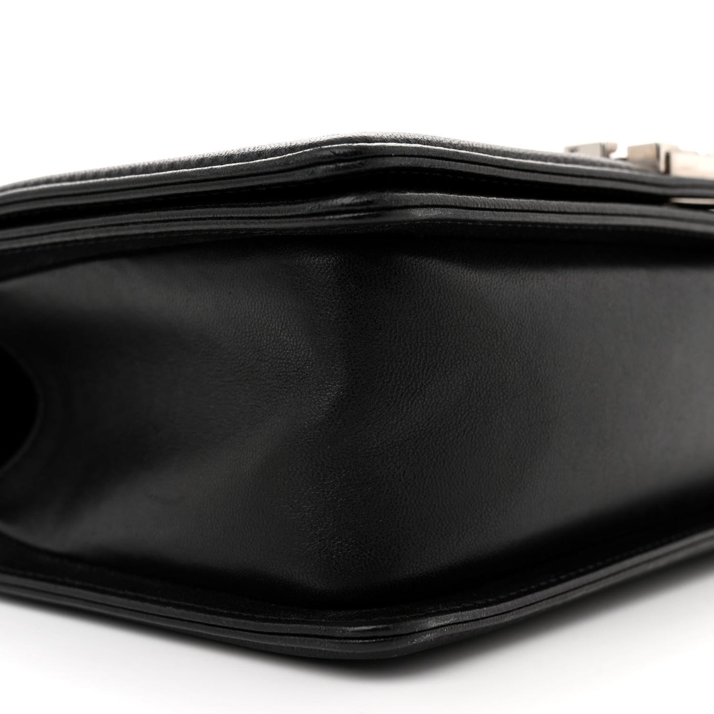 Lambskin Iridescent PVC Chevron Quilted Medium Boy Flap Black Silver