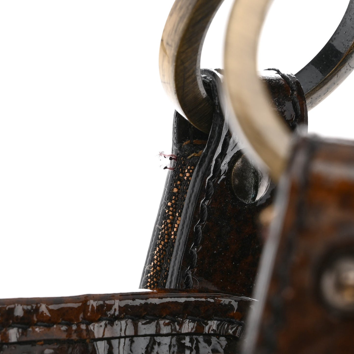 Zucca Patent Small Chef Shopping Tote Tobacco Moro