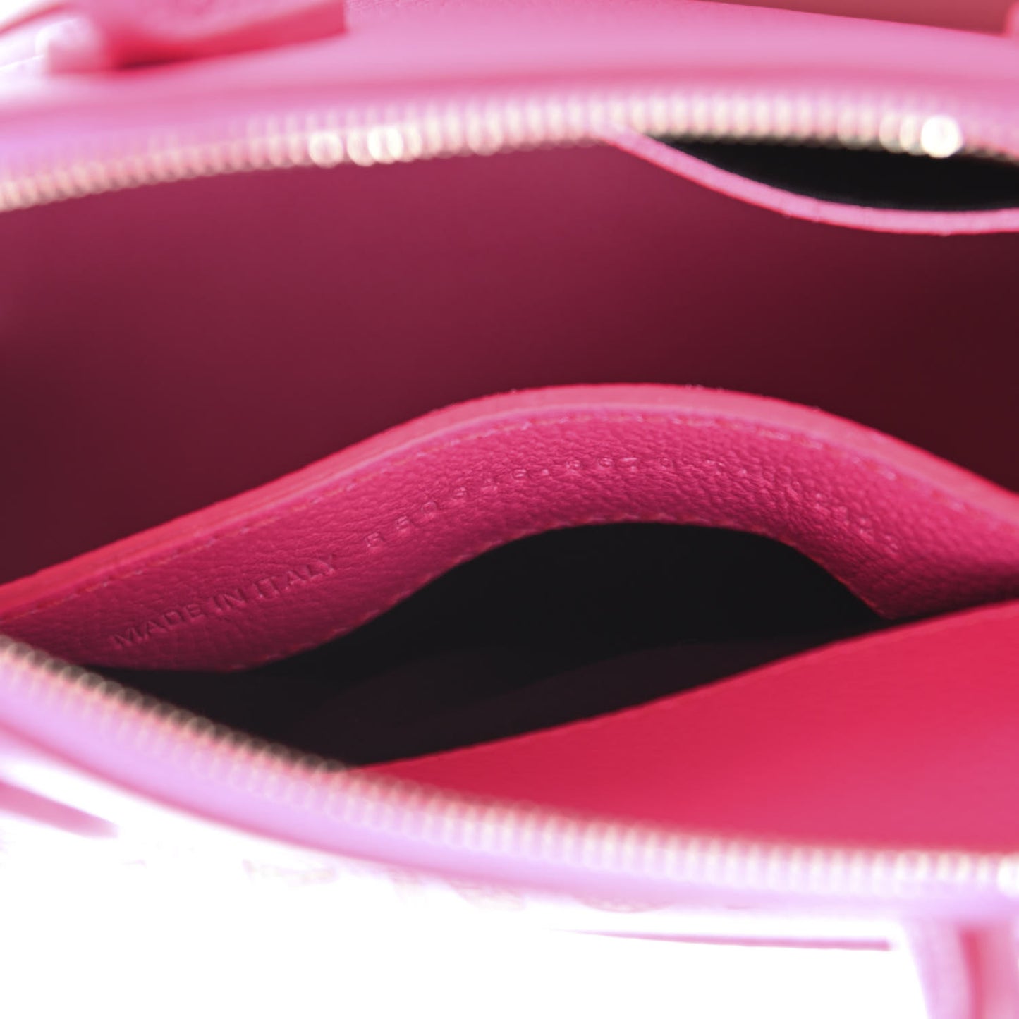 Grained Calfskin Logo XXS Ville Top Handle Bag Acid Fuchsia Black