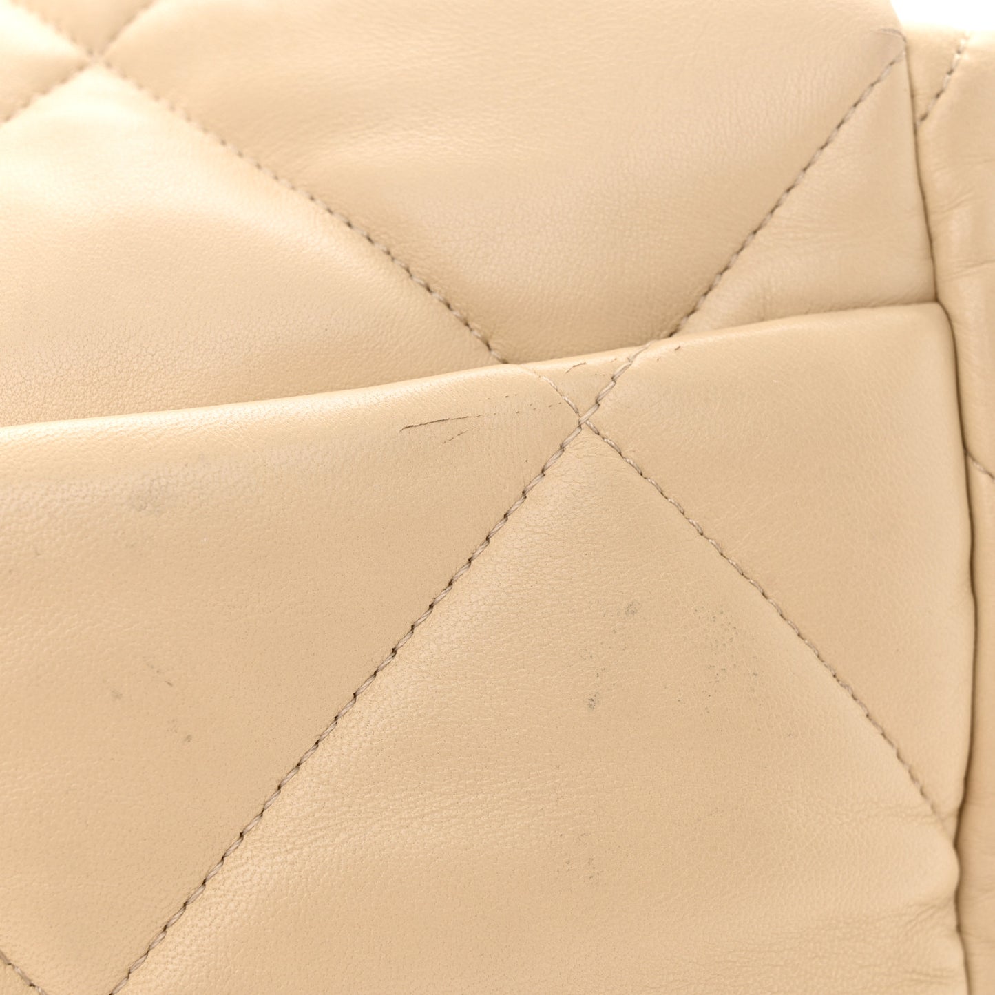 Lambskin Quilted Large Chanel 19 Flap Beige