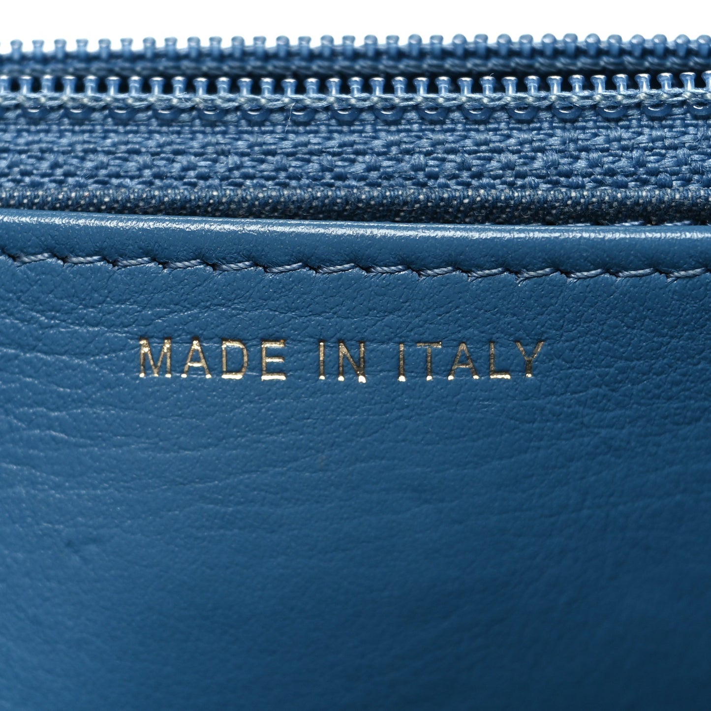 Denim Quilted CC Pearl Crush Wallet on Chain WOC Blue